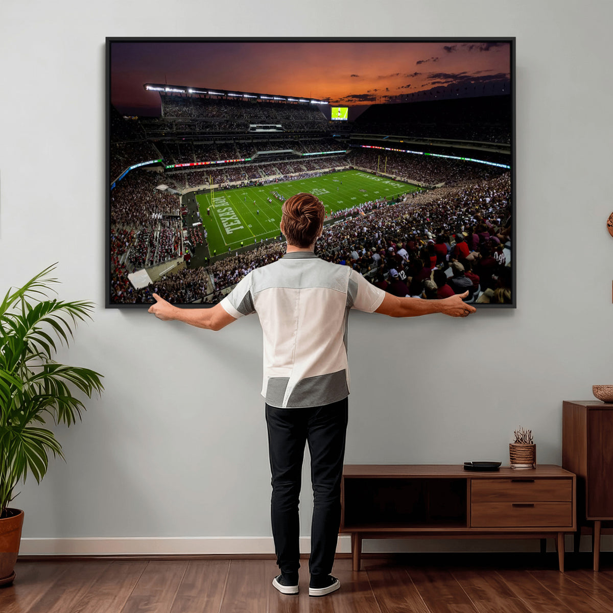 45603-MGV-CV-36X24 - Texas A&M University Aggies Football Team Print, College Station Kyle Field Stadium Wall Art