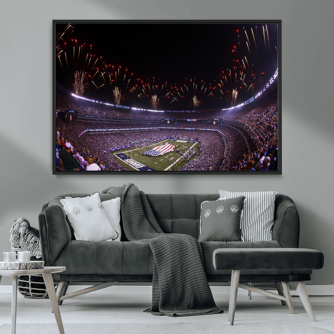 MGV-FC-36X24 - New York Giants Football Team Print - East Rutherford MetLife Stadium Wall Art Canvas Print