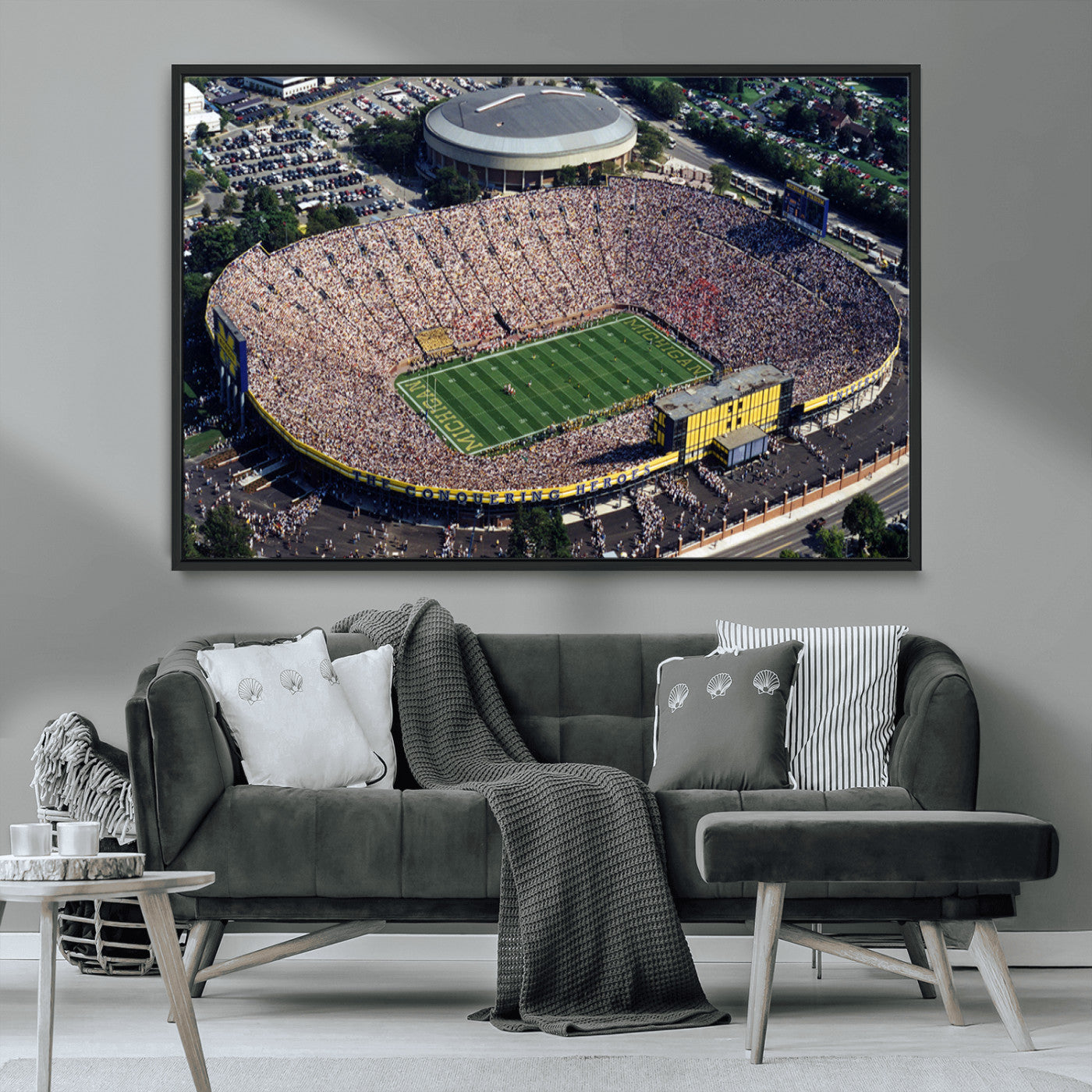 MGV-FC-36X24 - Michigan Wolverines Football Team Print - Ann Arbor Michigan Stadium Print, Michigan Wolverines
