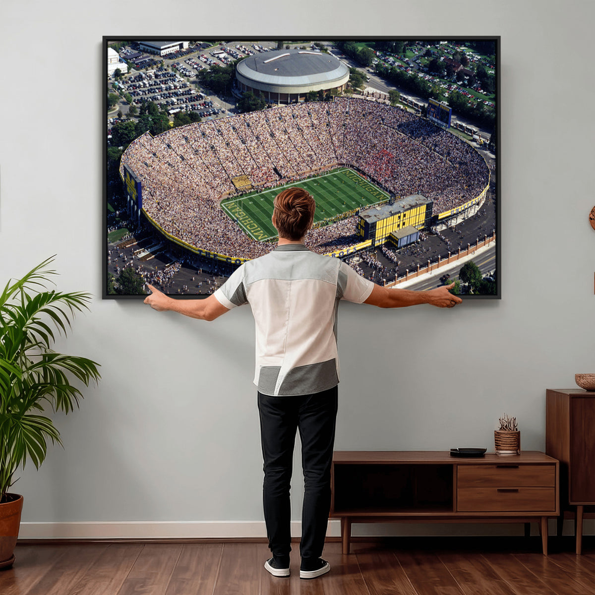 27314-MGV-CV-36X24 - Michigan Wolverines Football Team Print, Ann Arbor Michigan Stadium Wall Art