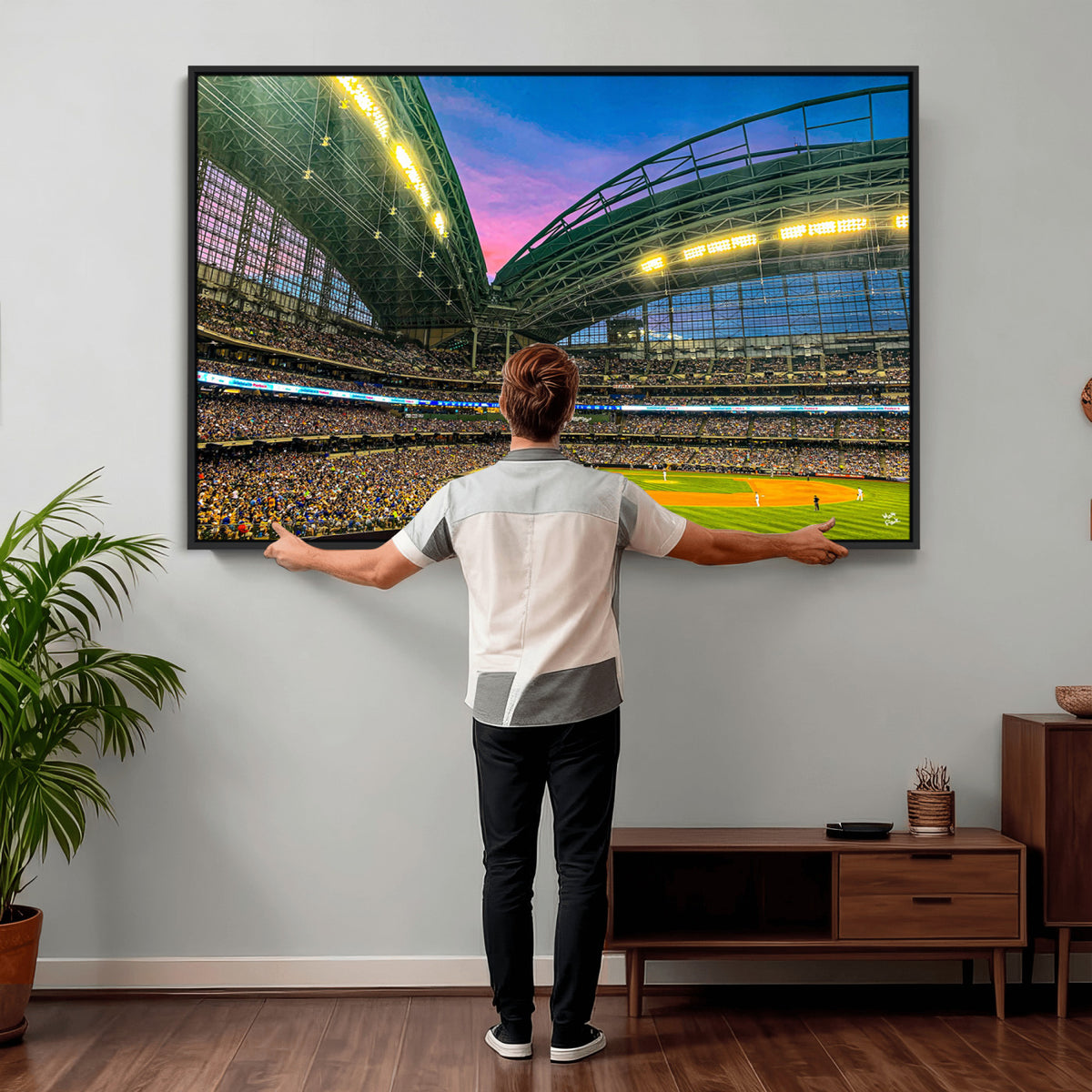 17006-MGV-CV-36X24 - Milwaukee Brewers Baseball Team Print Canvas, American Family Field Stadium Wall Art