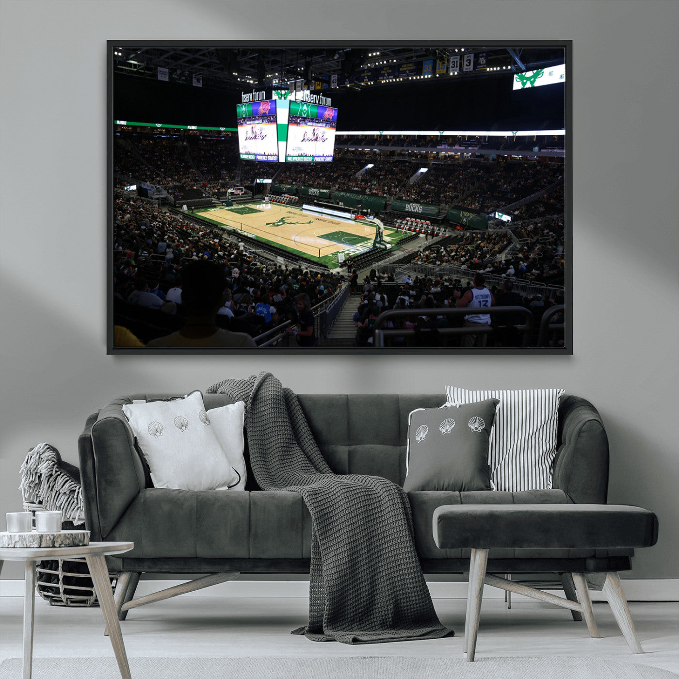 MGV-FC-36X24 - Milwaukee Bucks Basketball Print - Fiserv Forum Stadium Wall Art Canvas Print