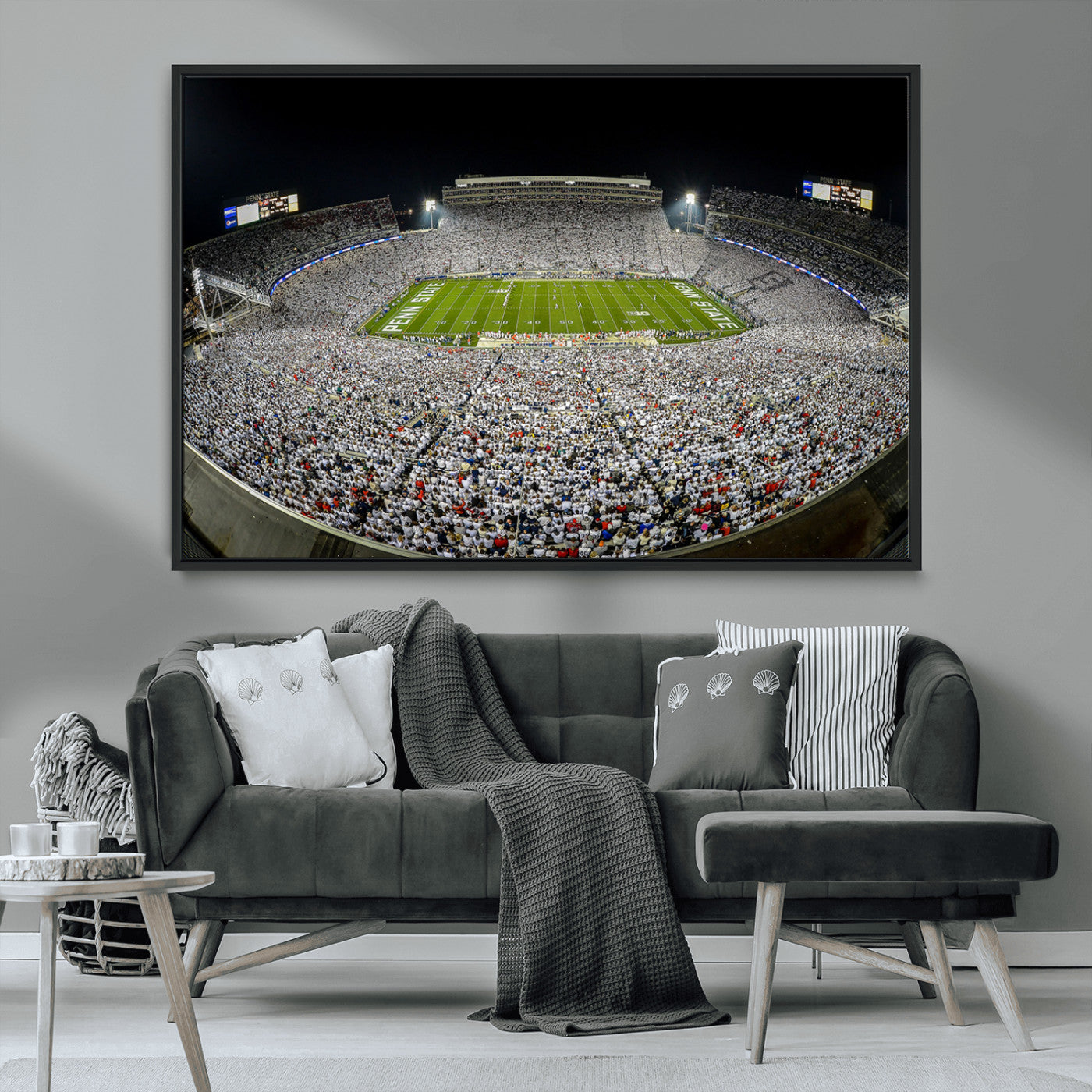 MGV-FC-36X24 - Beaver Stadium Night Game Triple Canvas Wall Art - Penn State Nittany Lions Football Match
