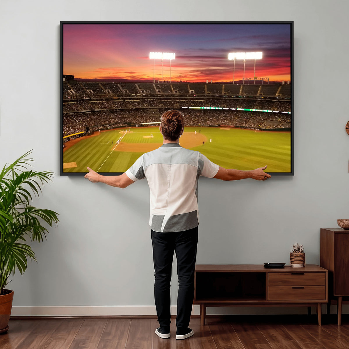 73718-MGV-CV-36X24 - Oakland Athletics Baseball Team Print, Oakland Coliseum