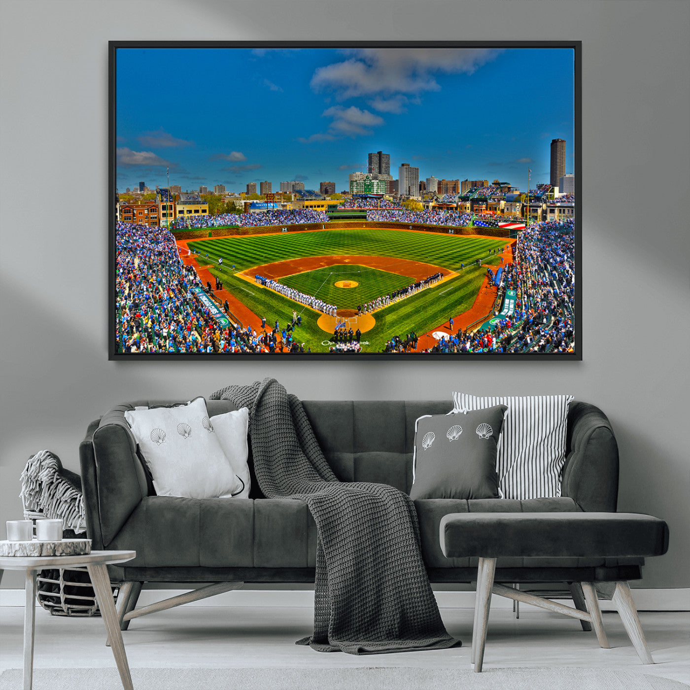 MGV-FC-36X24 - Wrigley Field Chicago Cubs Canvas Wall Art - Iconic Baseball Stadium Print for Sports Lovers - Ready