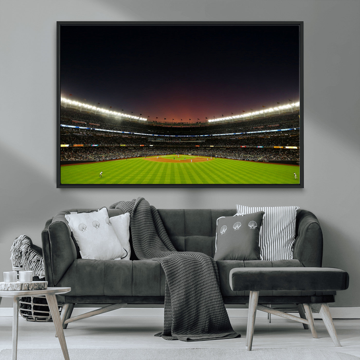 MGV-FC-36X24 - Yankee Stadium Night Game Triple Canvas, Yankee Stadium Canvas Wall Art - New York Yankees MLB Match