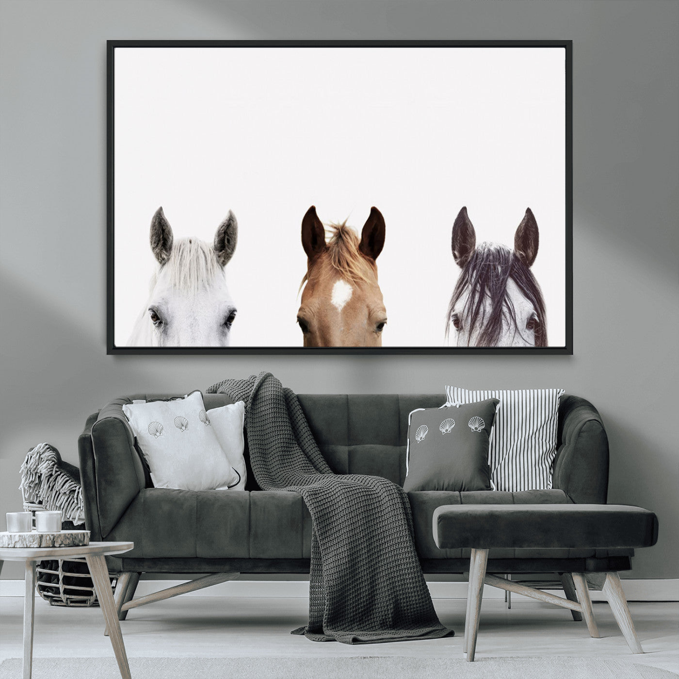 MGV-FC-36X24 - Horse Prints Set, Set of 3 Horse Wall Art, Horses Portraits, Farmhouse Wall Art, Farm Animals