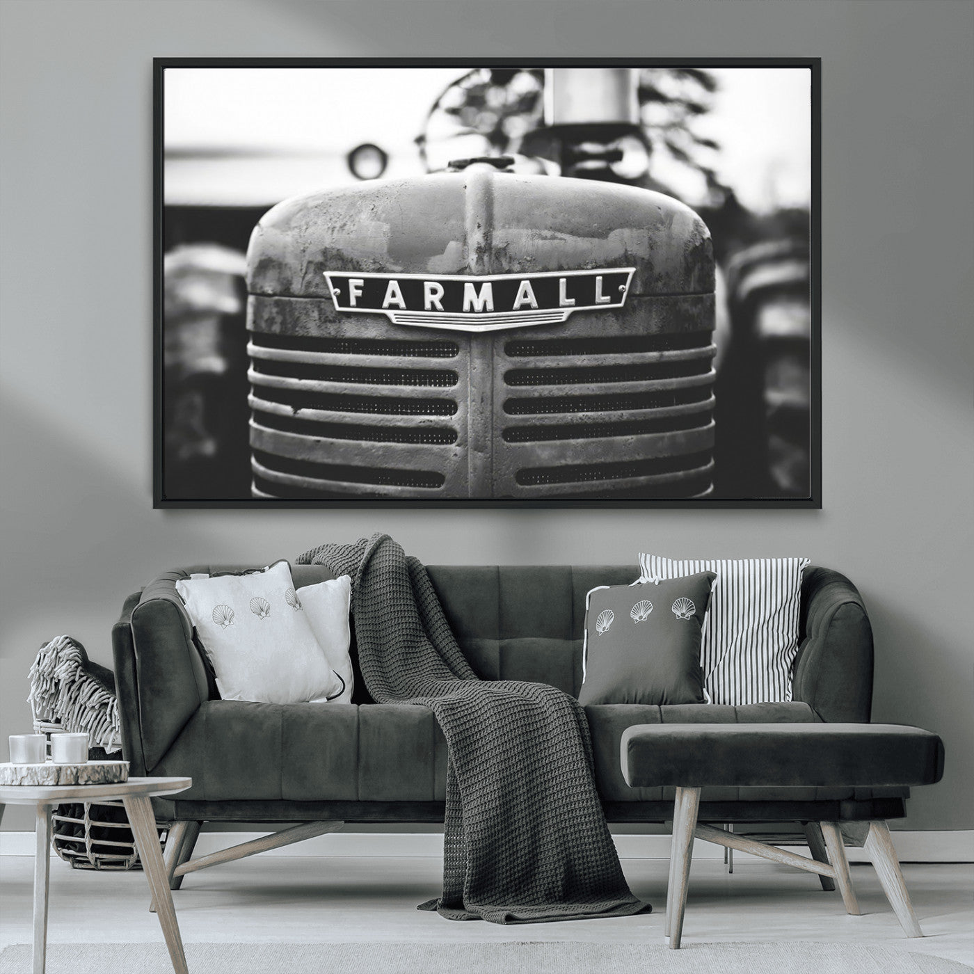 MGV-FC-36X24 - Vintage Farmall Tractor Wall Art Canvas Print, Rustic Farmhouse Decor Ready to Hang