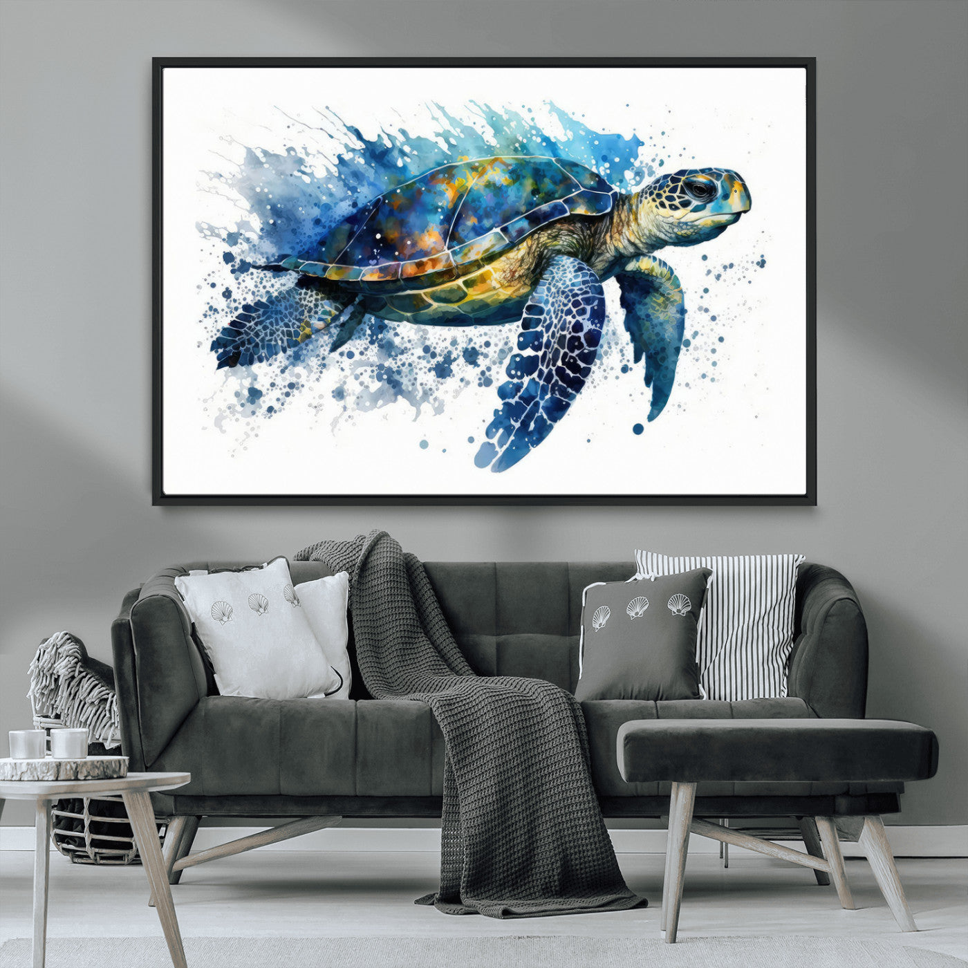 MGV-FC-36X24 - Watercolor Turtle Wall Art Canvas Print for Decoration