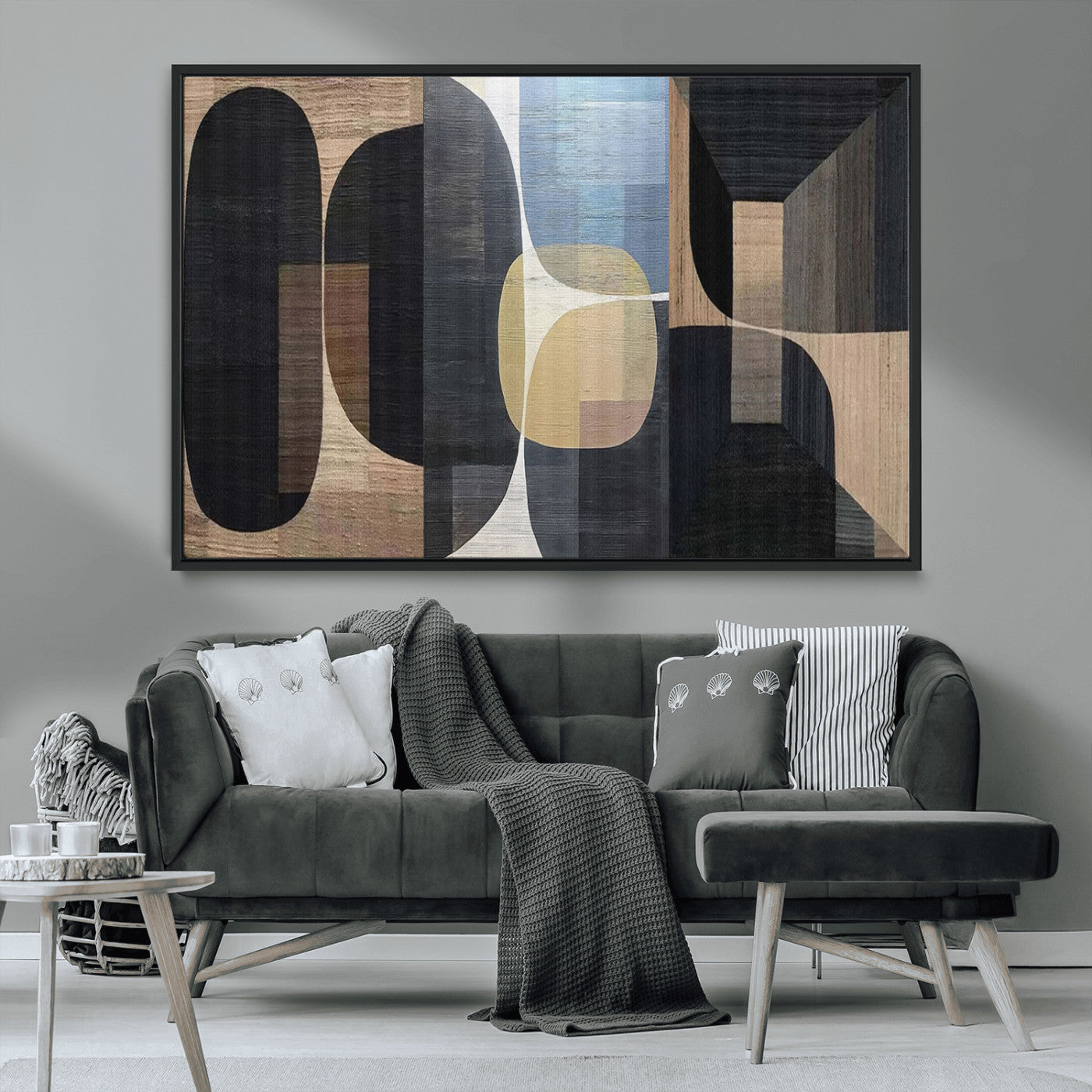 MGV-FC-36X24 - Minimalist Wabi Sabi Abstract Geometric Wall Art Canvas Print – Modern Minimalist Shapes – Ready to