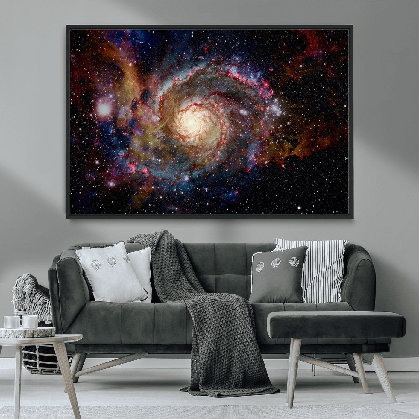 MGV-FC-36X24 - Nebula and Galaxies in Space Wall Art Canvas Print, Spiral Galaxy Wall Art Canvas Print