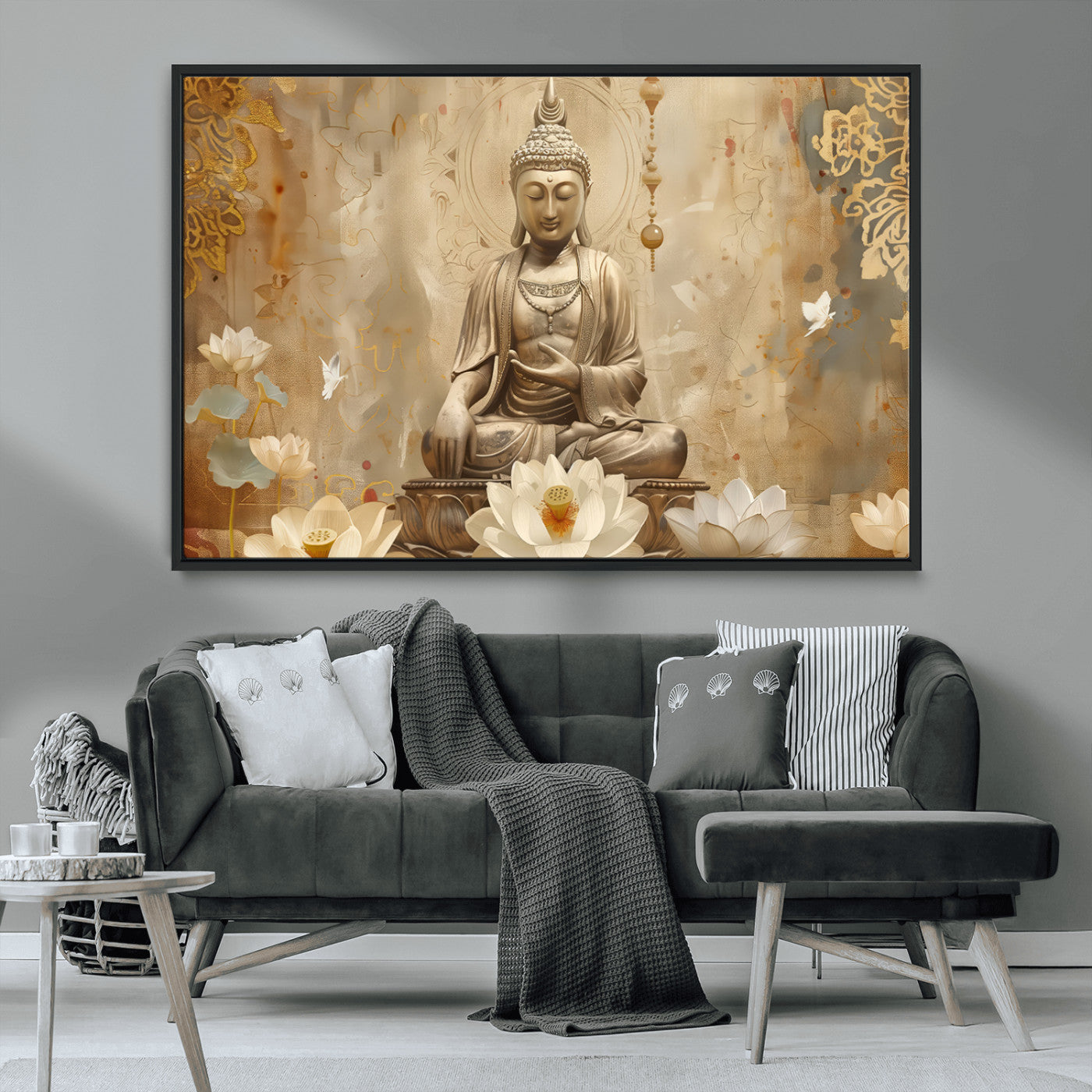 MGV-FC-36X24 - Buddha Wall Art Canvas Print, Buddha Meditation Room Decor, Yoga Room Wall Decor