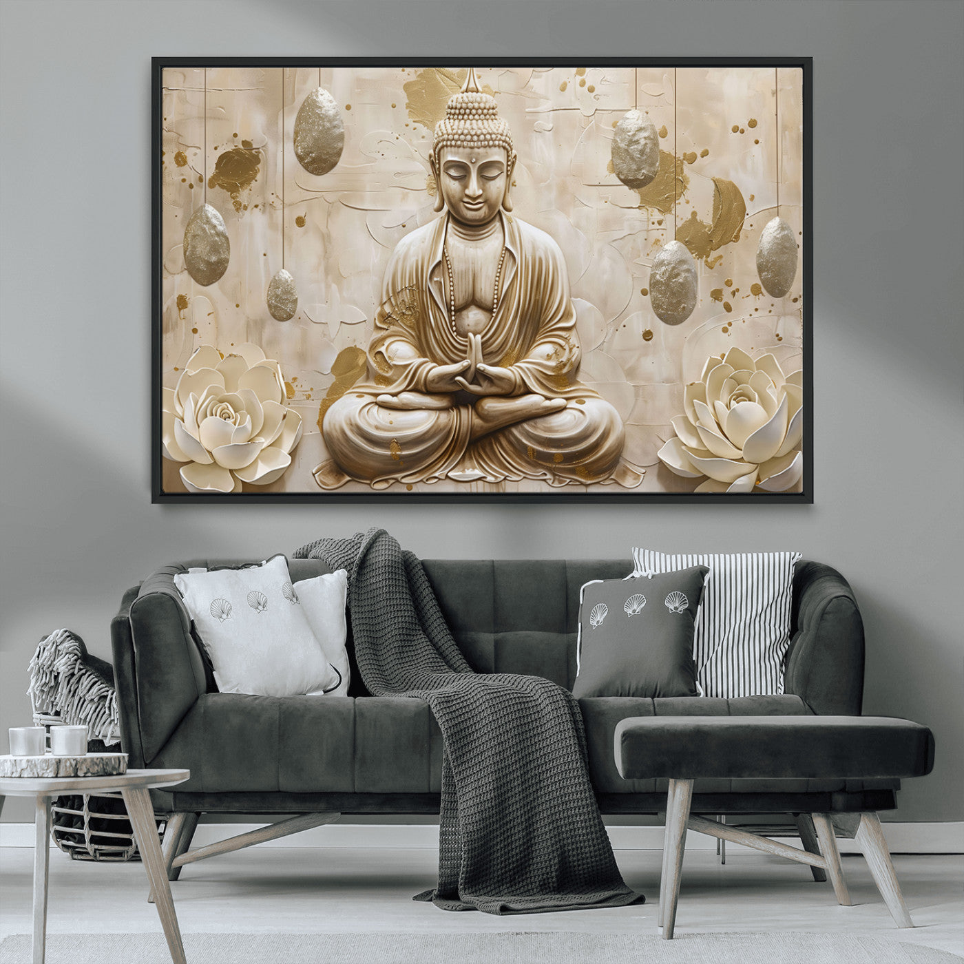 MGV-FC-36X24 - Serene Buddha Wall Art | Yoga Room Decor and Meditation Wall Art Print | Framed and Ready to Hang