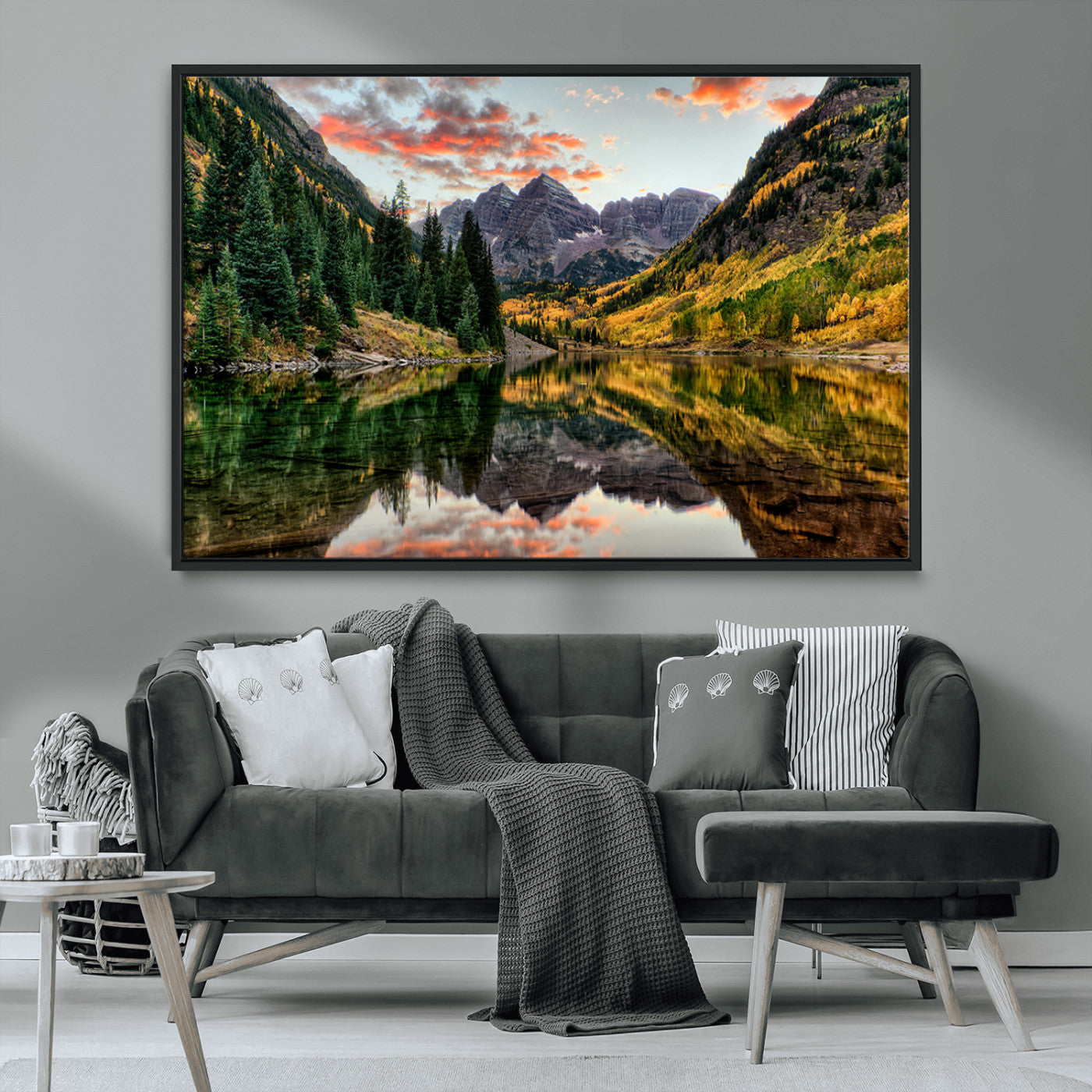 MGV-FC-36X24 - Maroon Bells Wall Art - Scenic Canvas Print of Maroon Bells in Autumn for Elegant Home or Office
