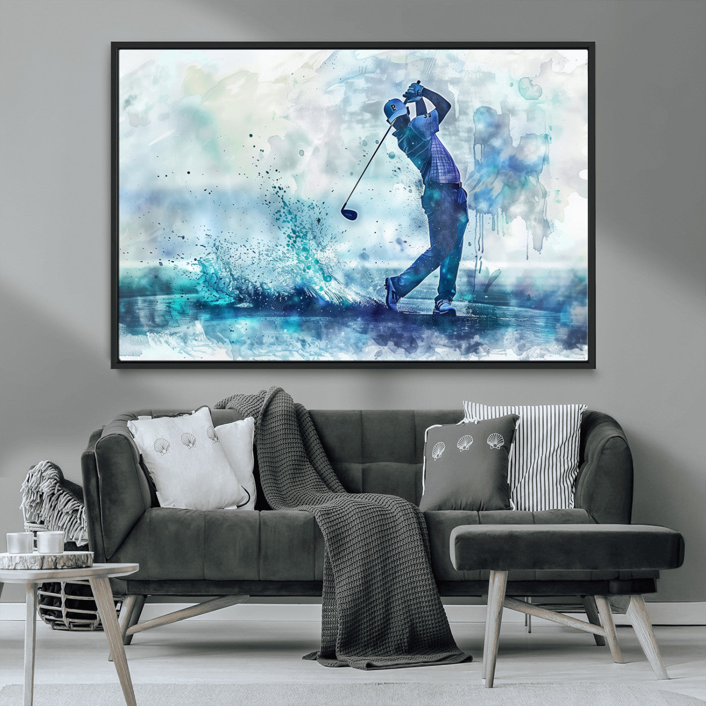 MGV-FC-36X24 - Golf Swing Wall Art Canvas Print - Sports-Inspired Watercolor Decor - Ready to Hang
