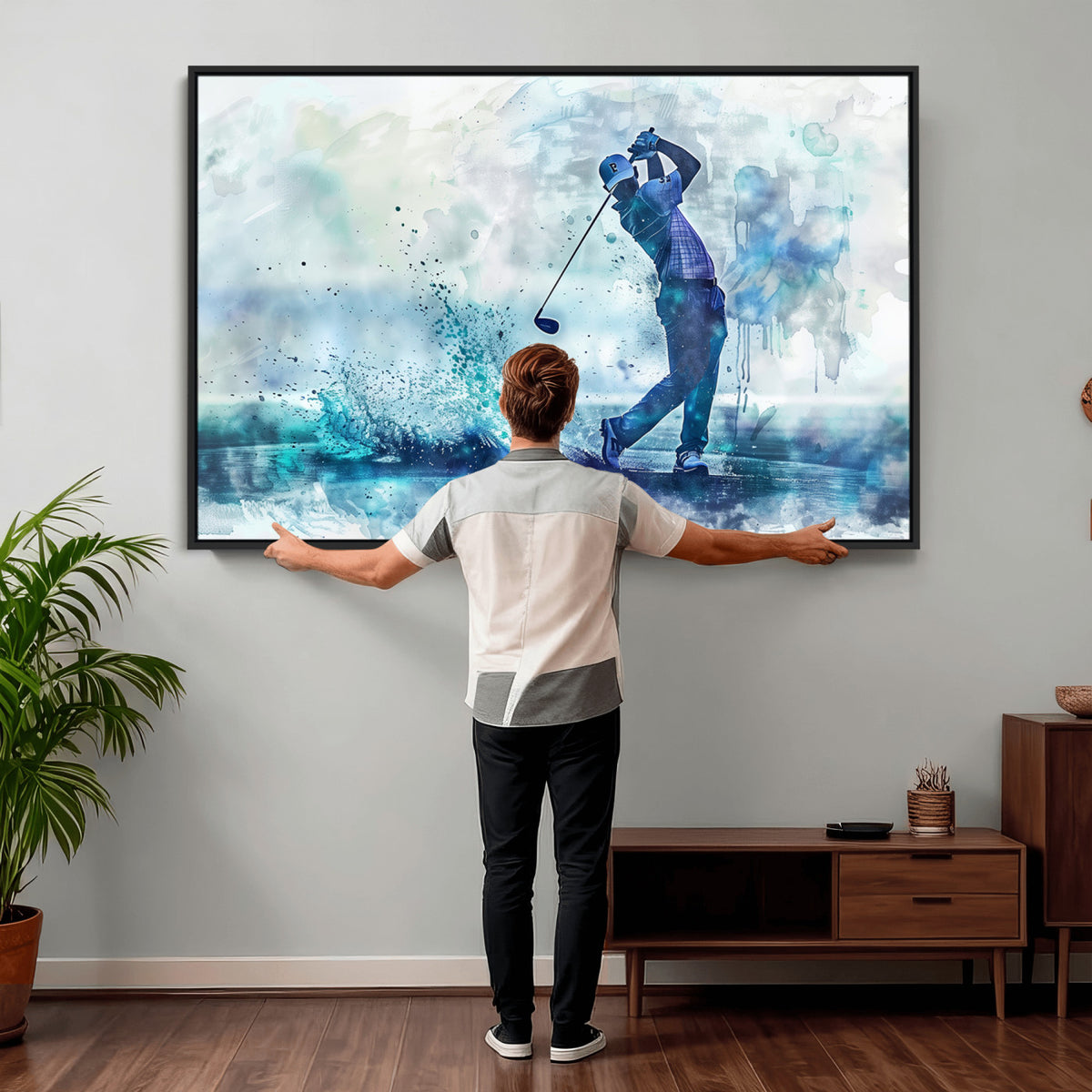 45328-MGV-CV-36X24 - Watercolor Abstract Golf Swing Wall Art Canvas Print
