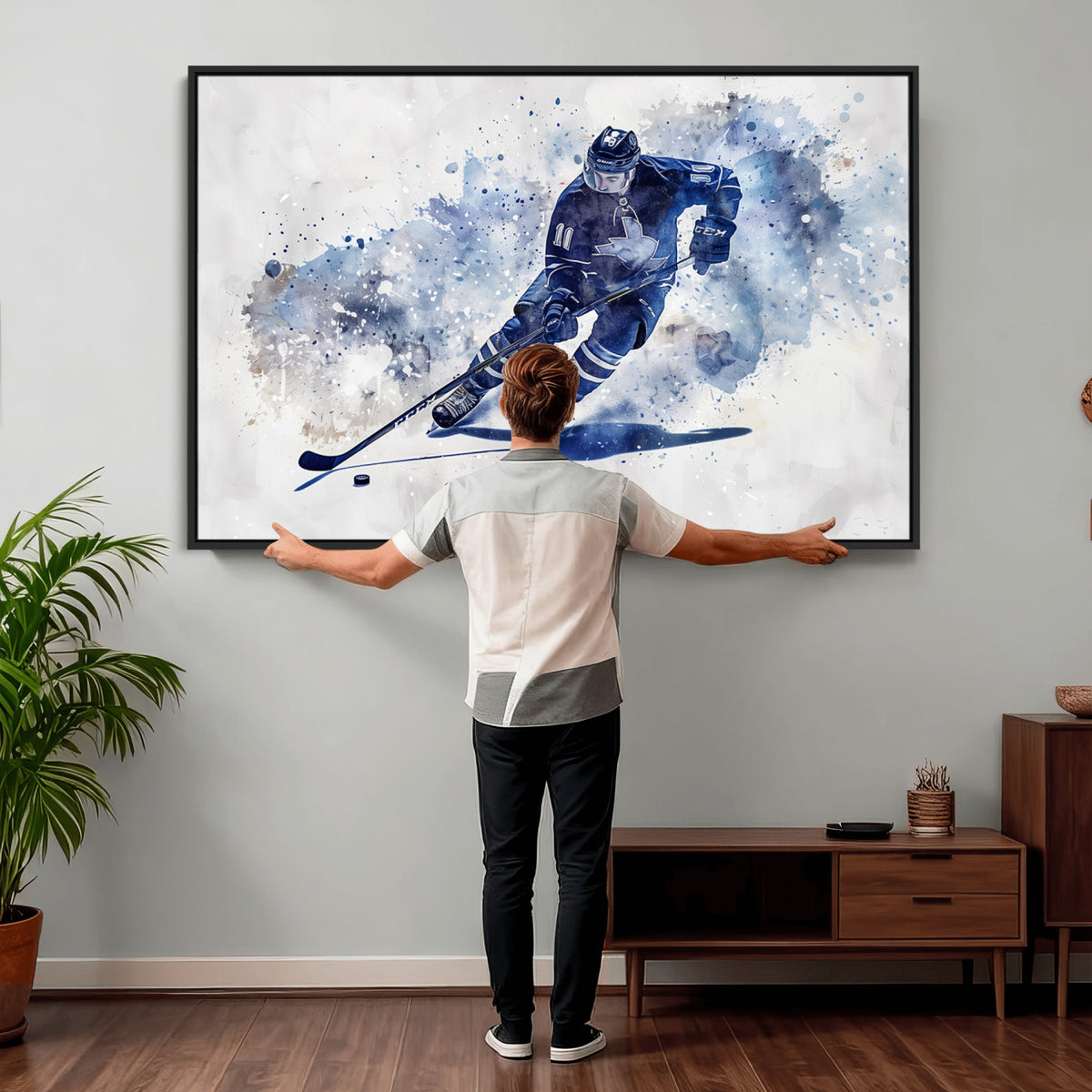 39795-MGV-CV-36X24 - Hockey Player Wall Art Canvas Print