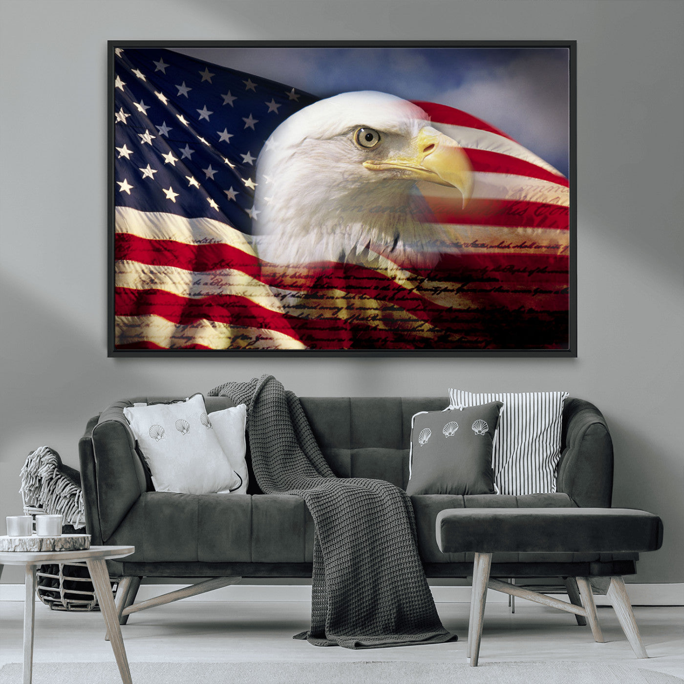 MGV-FC-36X24 - American Flag Eagle Symbol Wall Art, American Flag Eagle Wall Art Canvas Print