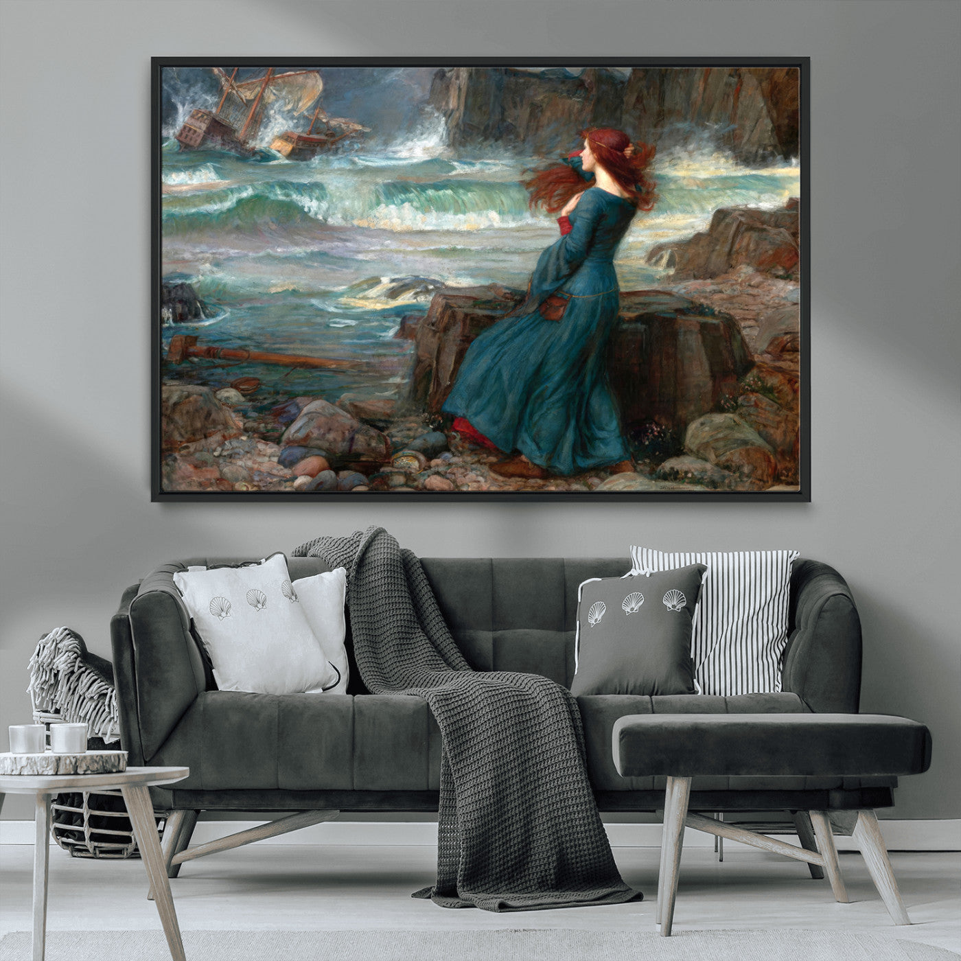 -Miranda by the Shore Wall Art Canvas Print – Tempest Scene Ocean Storm – Ready to Hang