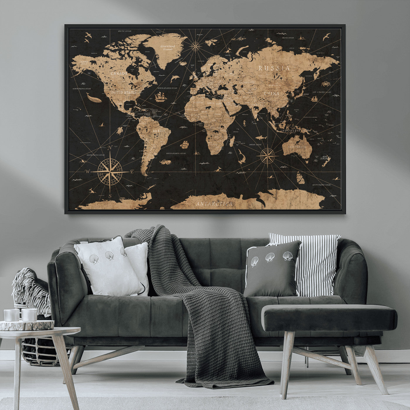 61023-MGV-CV-36X24-World Map Canvas Print – Framed Wall Art for Home Decor