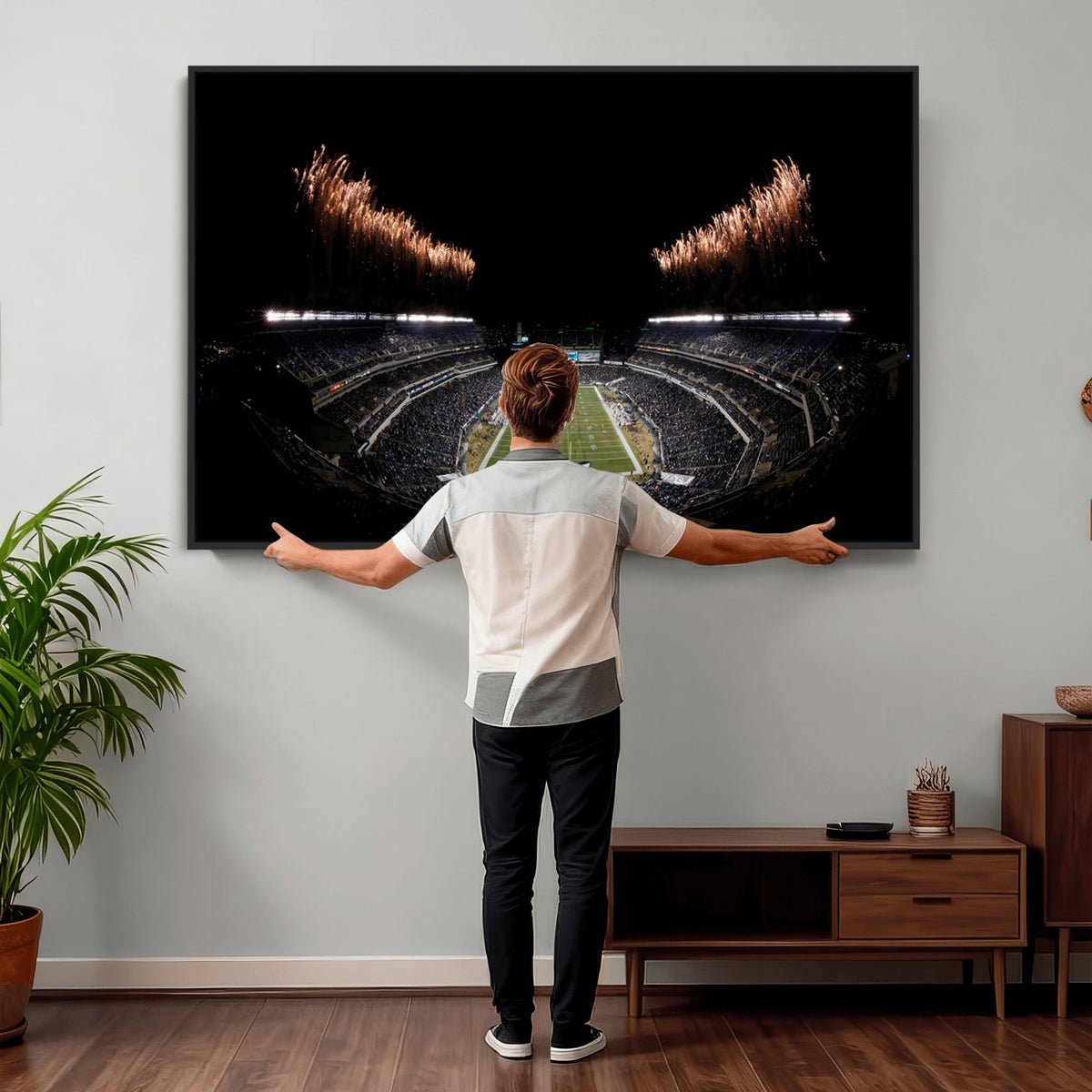 89680-MGV-CV-36X24 - Eagles Field Stadium Wall Art, Philadelphia Eagles Football, Framed and Ready to Hang