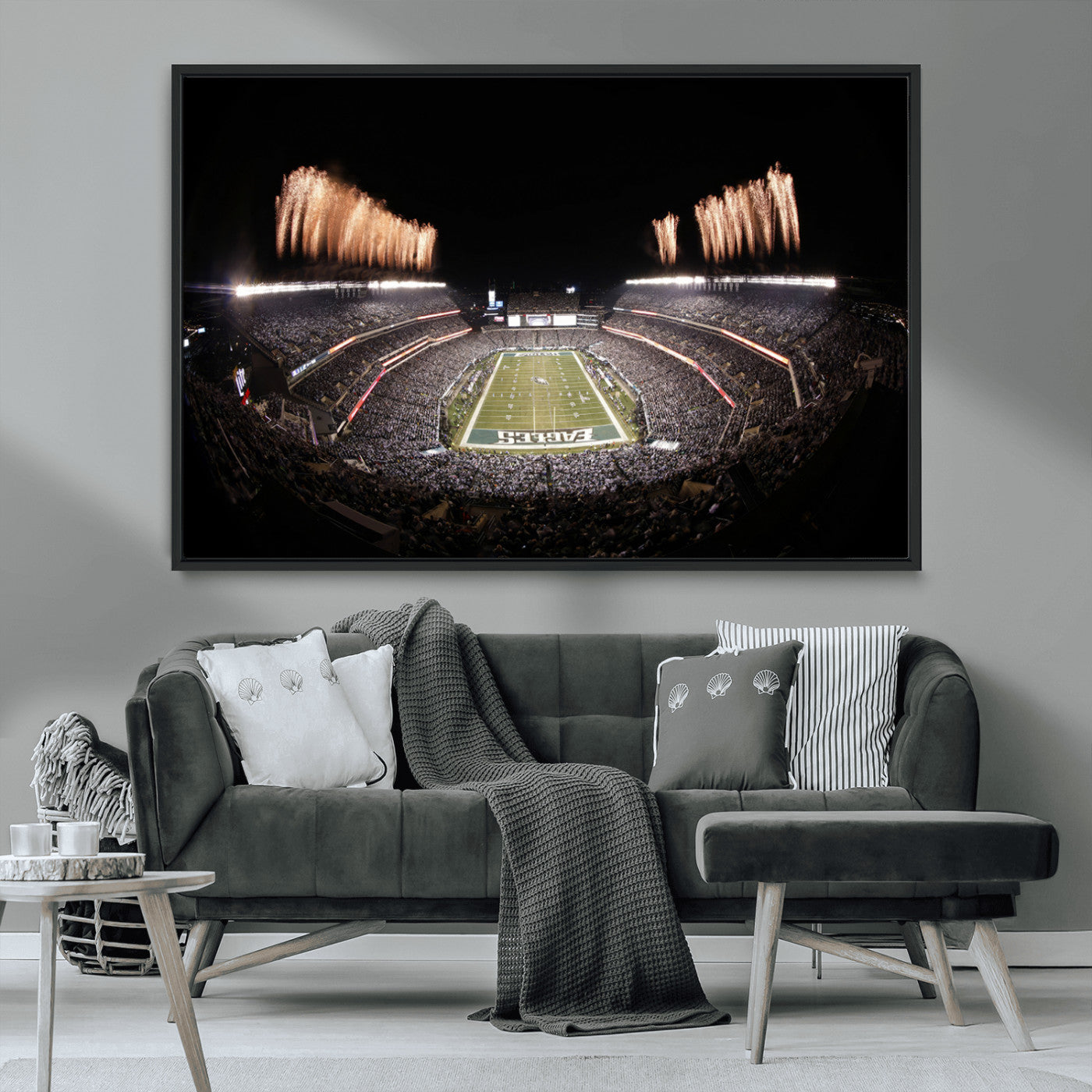 48893-MGV-CV-36X24-Eagles Field Stadium Wall Art - Lincoln Financial Field Fireworks Game Triple Canvas Wall Art -