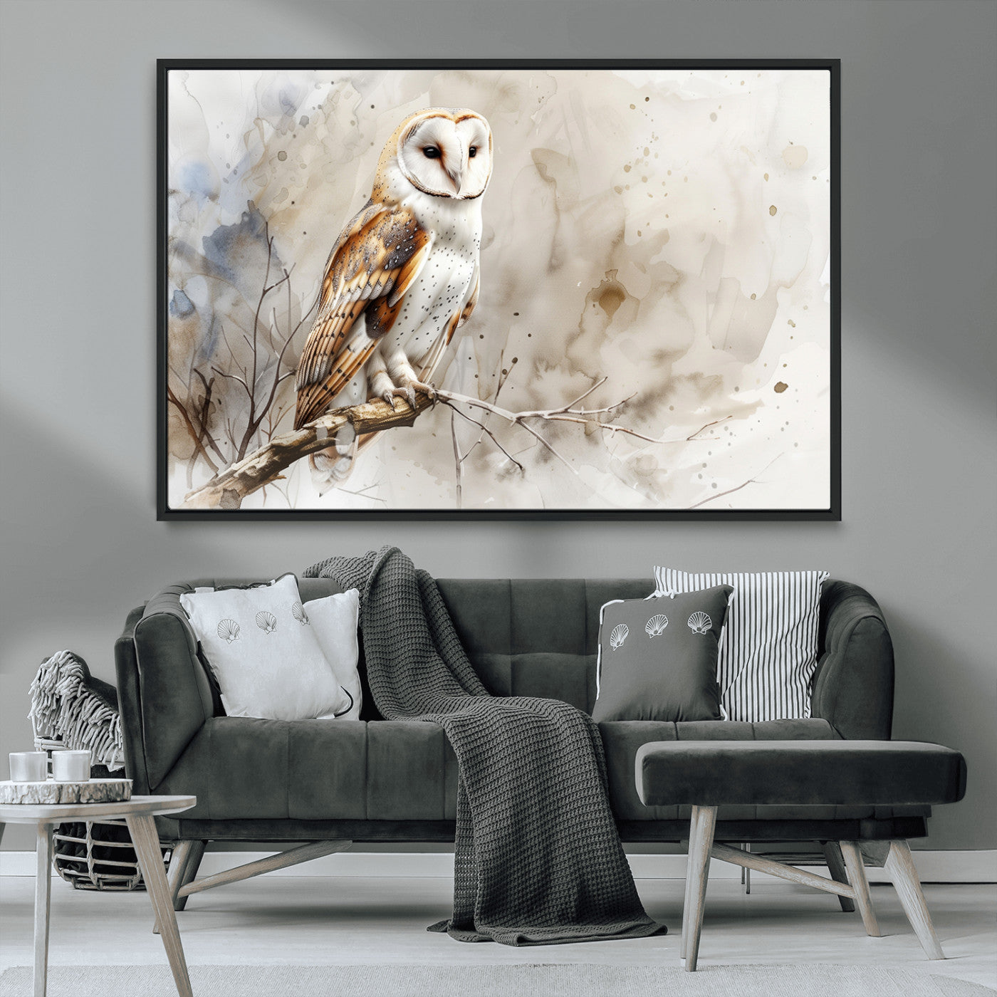 MGV-FC-36X24 - Barn Owl Wall Art | Watercolor Canvas Print | Perfect for Farmhouse Wall Decor | Ready to Hang