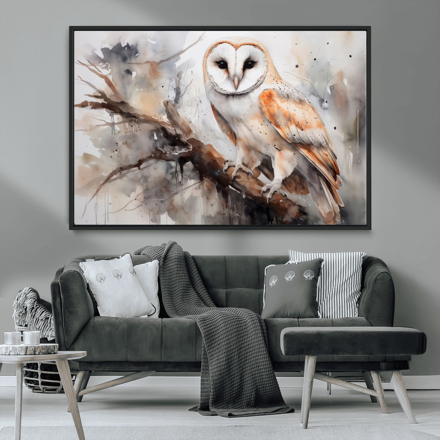MGV-FC-36X24 - Barn Owl Wall Art | Watercolor Barn Owl Canvas Print | Perfect for Farmhouse Wall Decor | Ready to