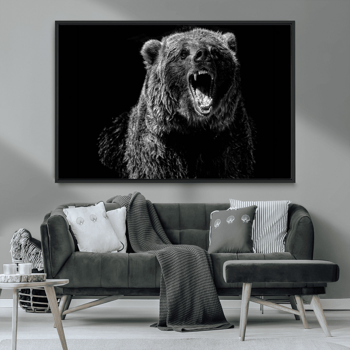 MGV-FC-36X24 - Bear Canvas Print | Wildlife Wall Art for Cabin Decor | Ready to Hang Framed