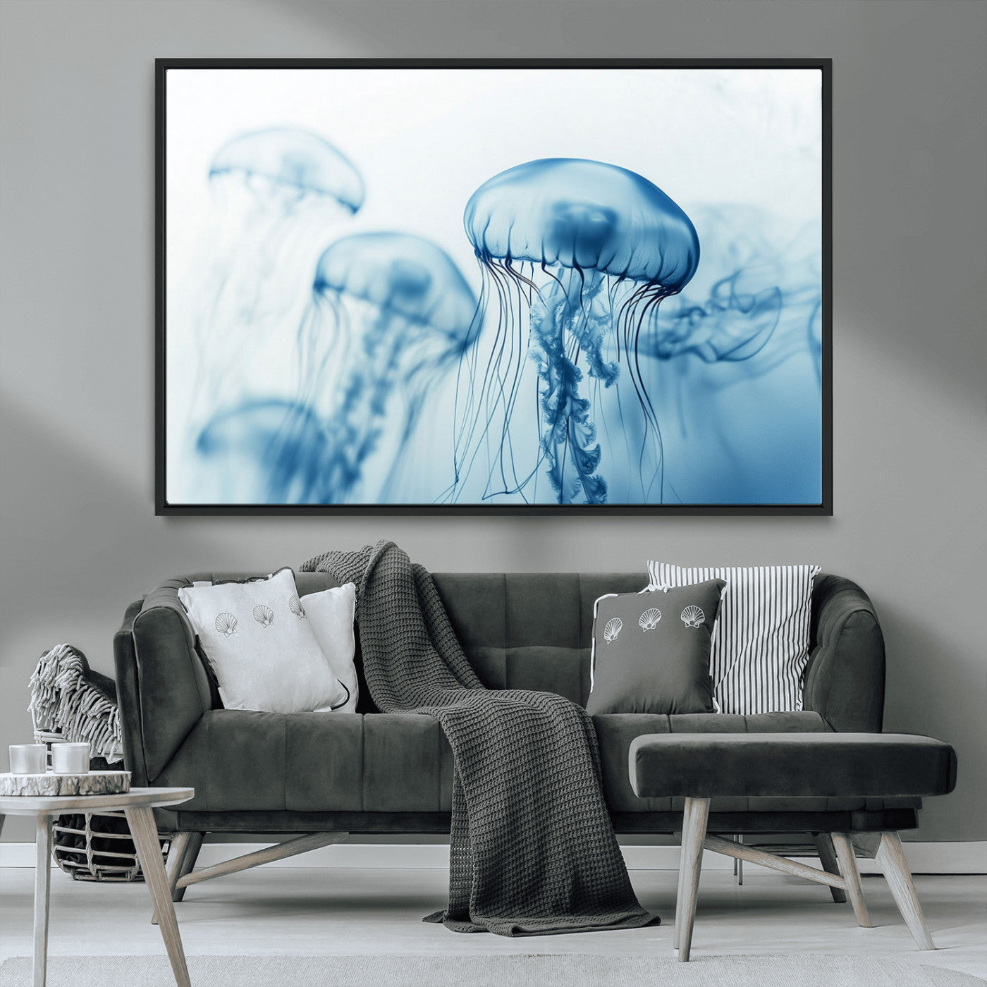 MGV-FC-36X24 - Blue Jellyfish Wall Art Canvas Print