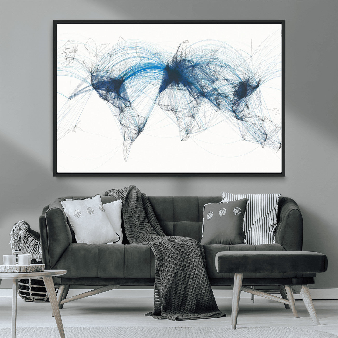 MGV-FC-36X24 - Push Pin World Map Canvas Print – Framed Wall Art for Couples to Track Their Travels – Anniversary