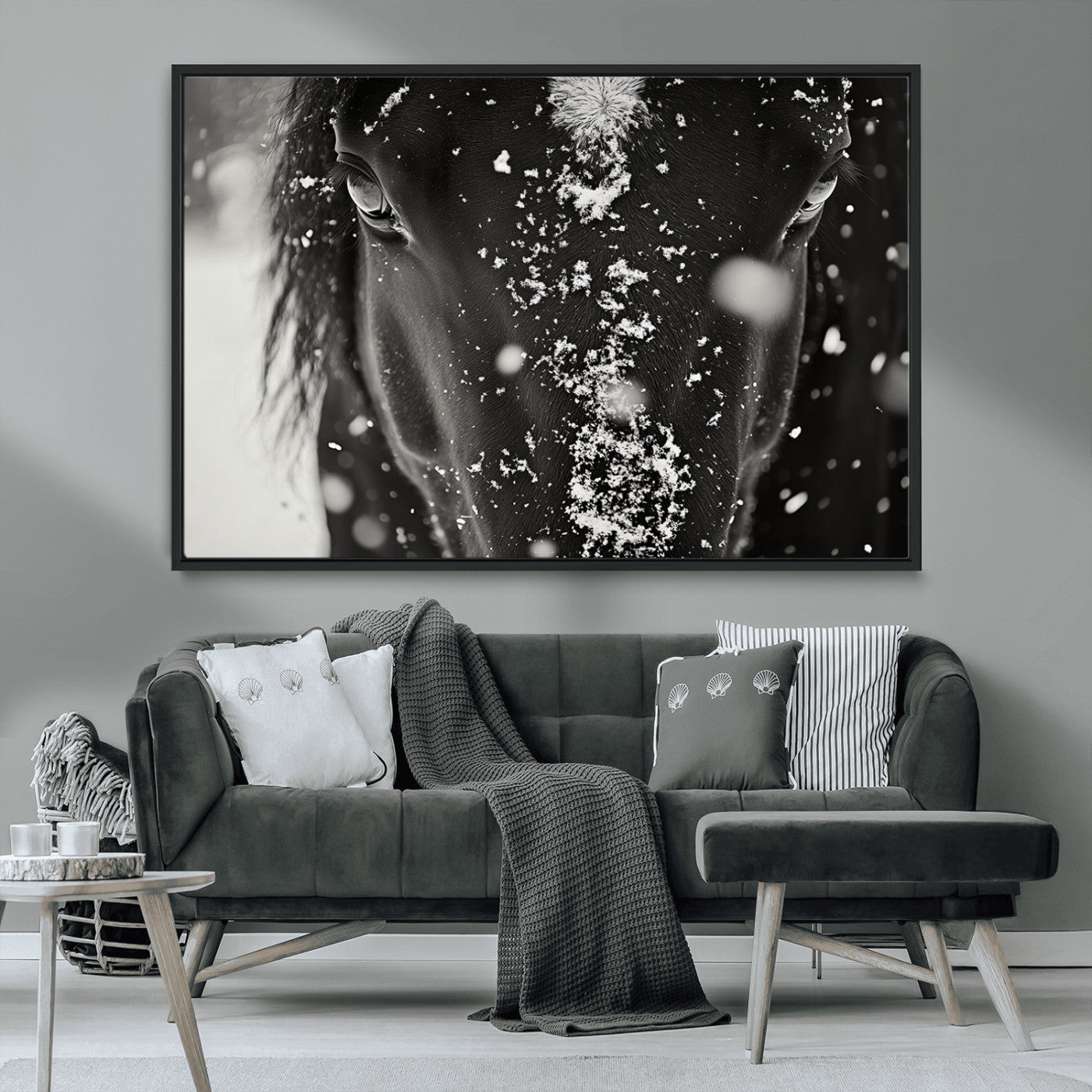 MGV-FC-36X24 - Winter Horse Snow Wall Art Canvas Print