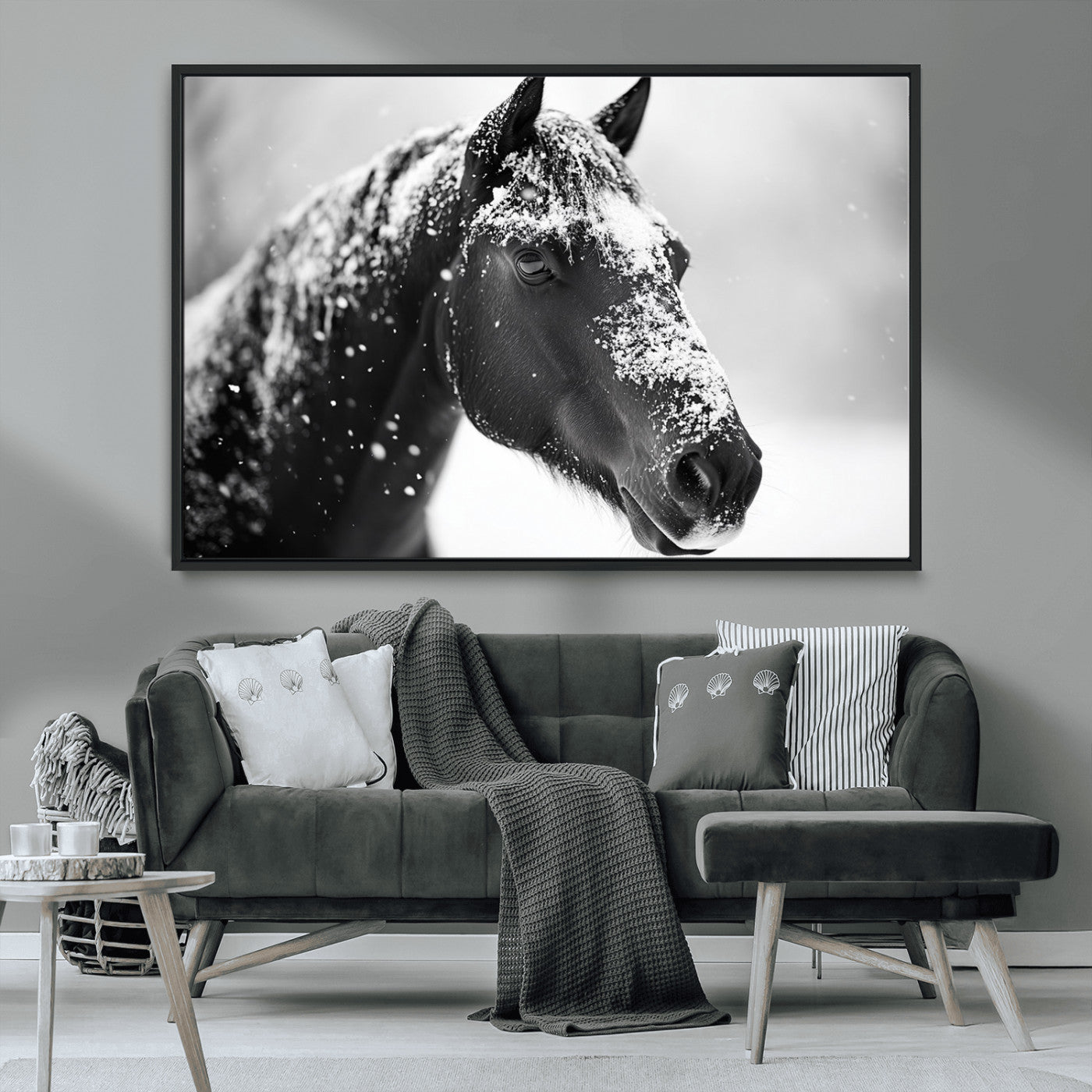 MGV-FC-36X24 - Horse Canvas Print - Winter Horse Snow Wall Art Canvas Print