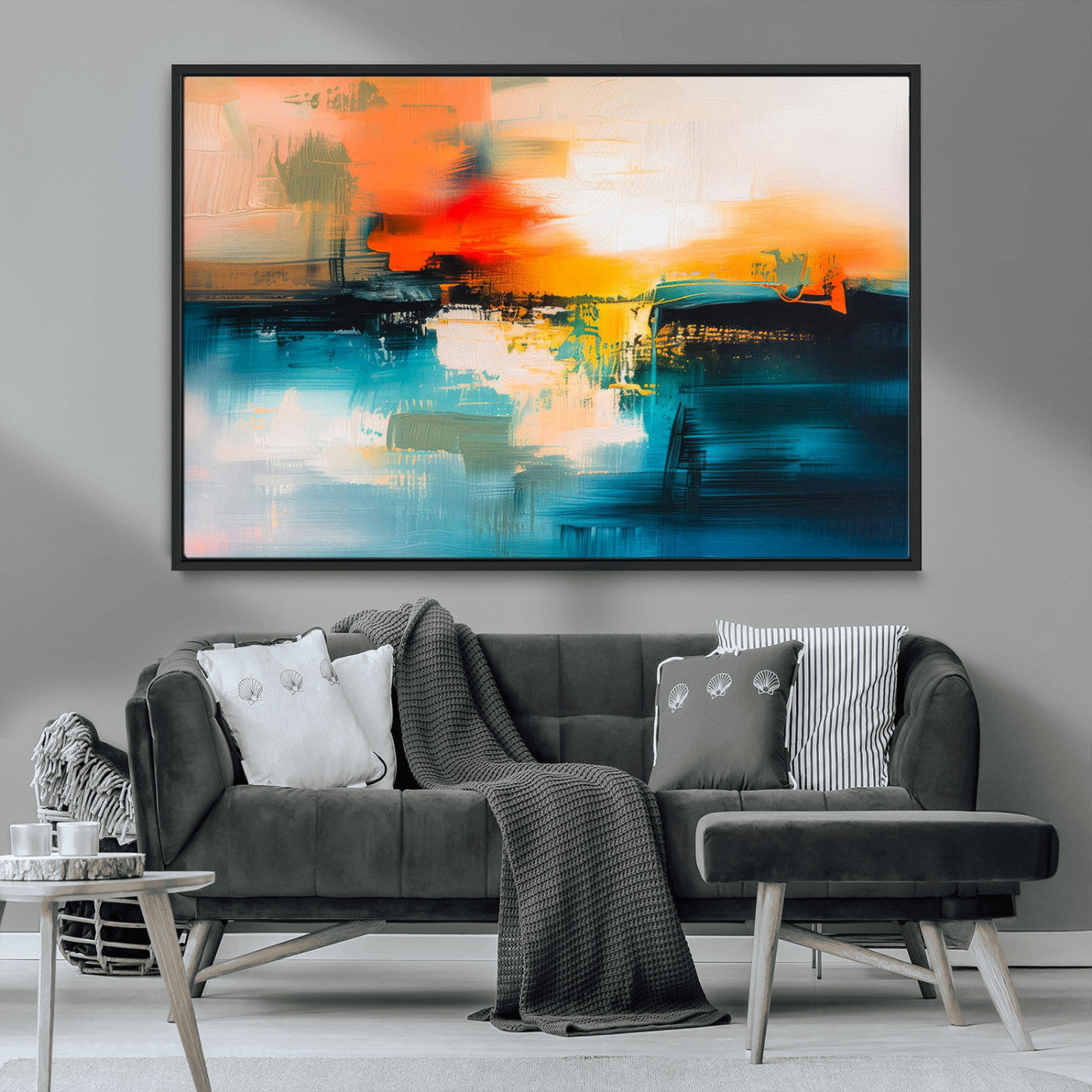 MGV-FC-36X24 - Colorful Abstract Wall Art | Bold Modern Canvas Print | Ready to Hang and Framed for Living Room or