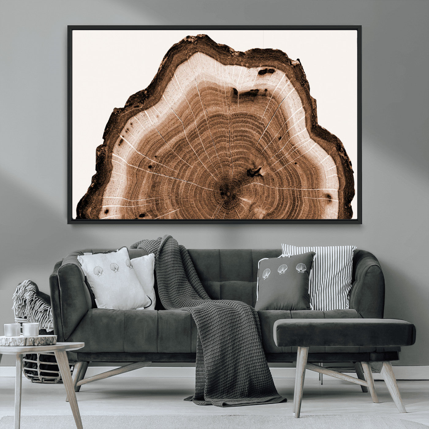 45195-MGV-CV-36X24-Rustic Wood Rings Wall Art | Nature-Inspired Tree Ring Canvas Print | Ready to Hang and Framed for