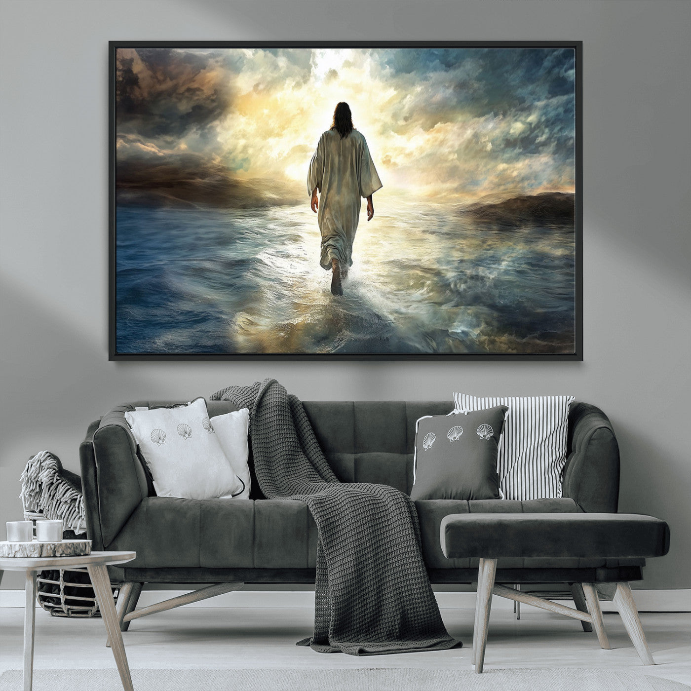 MGV-FC-36X24 - Jesus Walking on Water Wall Art | Canvas Print | Ready to Hang | Christian Home Decor | Spiritual