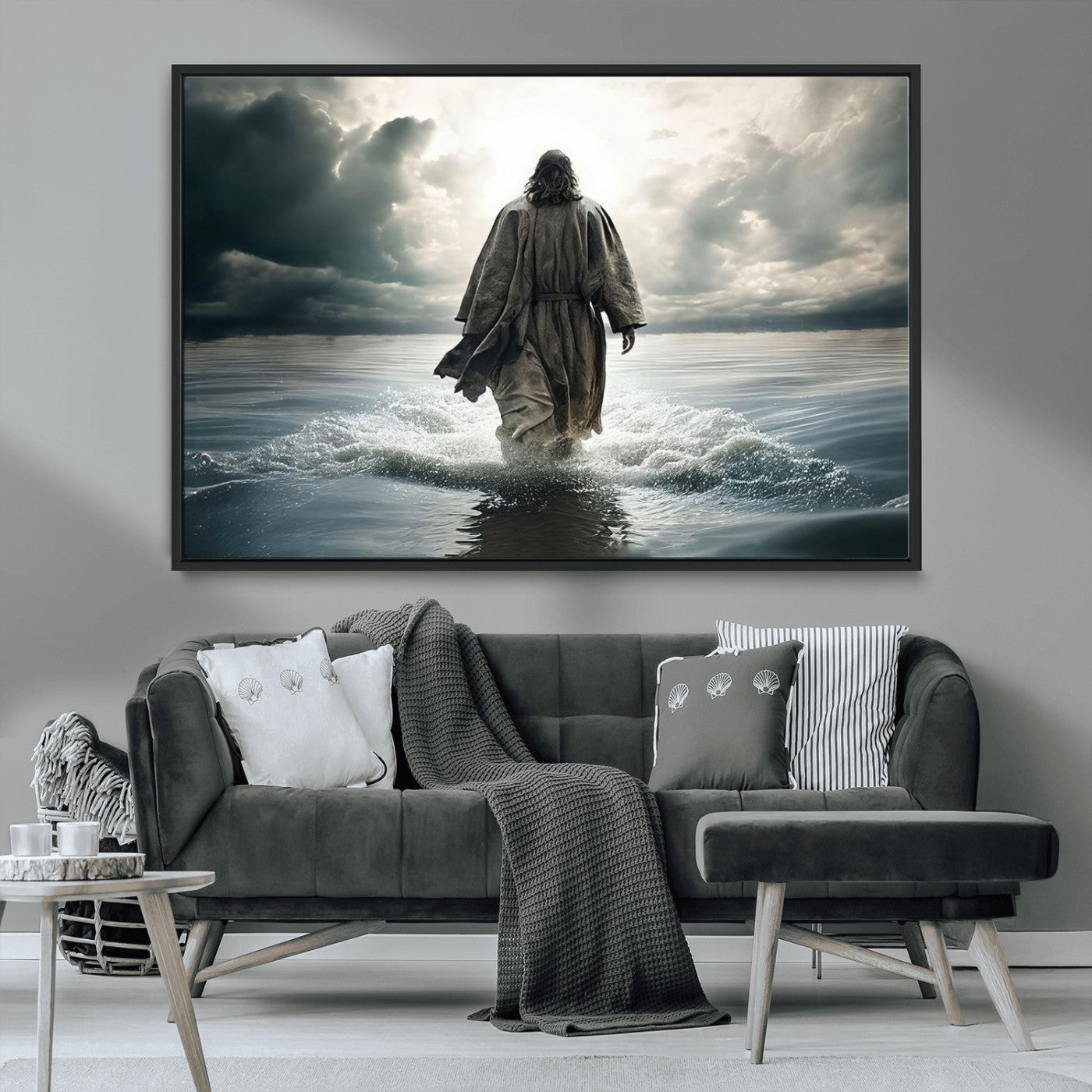 MGV-FC-36X24 - Jesus Walking on Water Wall Art | Canvas Print | Ready to Hang | Christian Home Decor | Spiritual