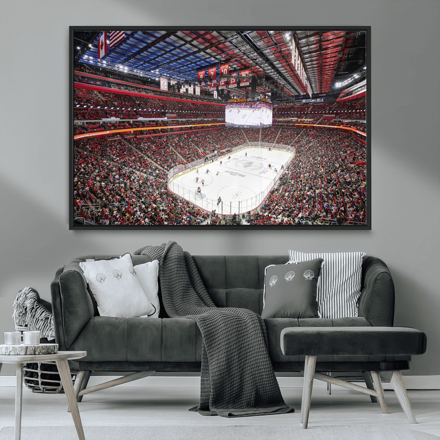 MGV-FC-36X24 - Barton Malow Little Caesars Arena Detroit Wall Art Canvas Print - Detroit Hockey and Basketball