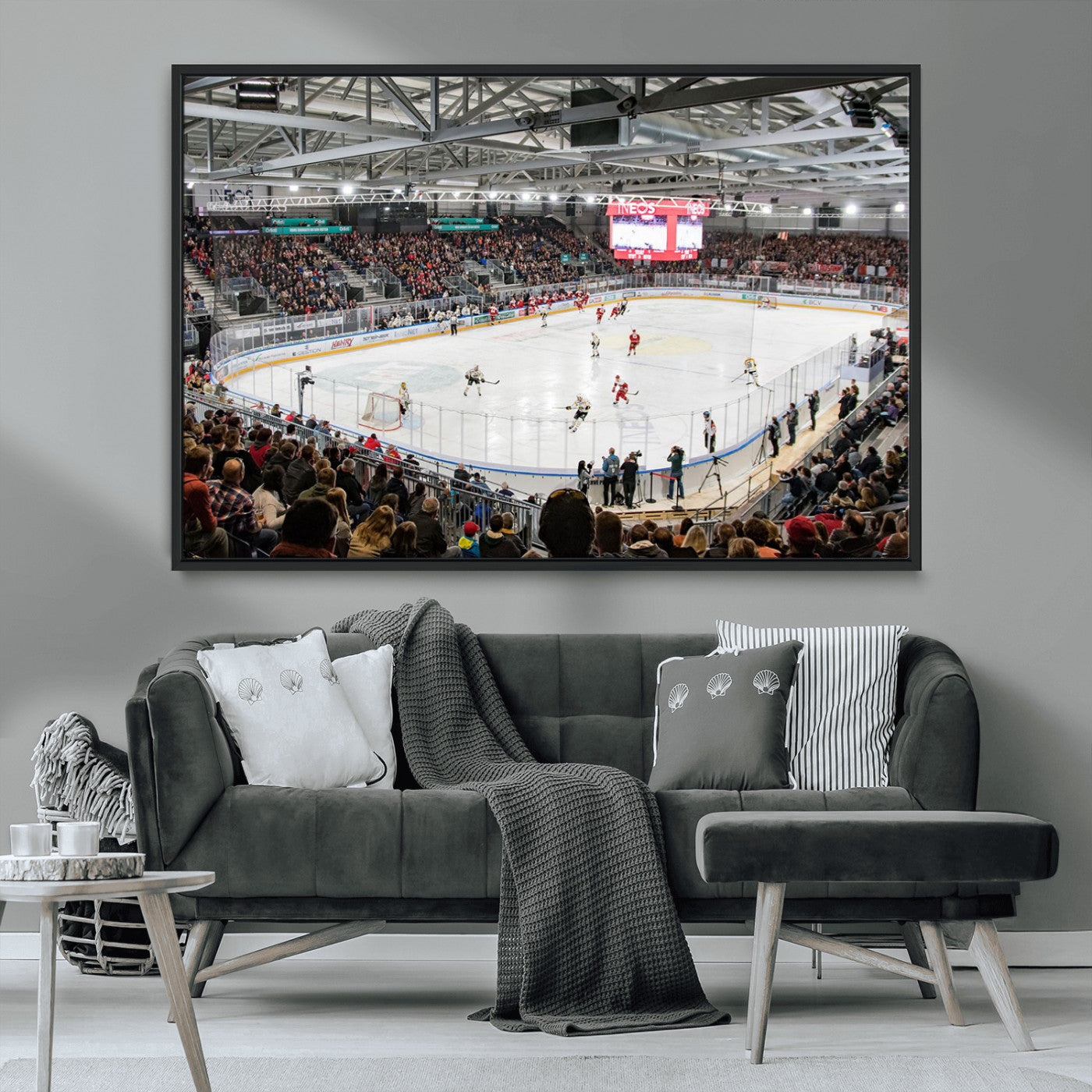 MGV-FC-36X24 - Lausanne Arena Ice Hockey Stadium Wall Art Canvas Print, Framed Lausanne Arena Ice Hockey Canvas