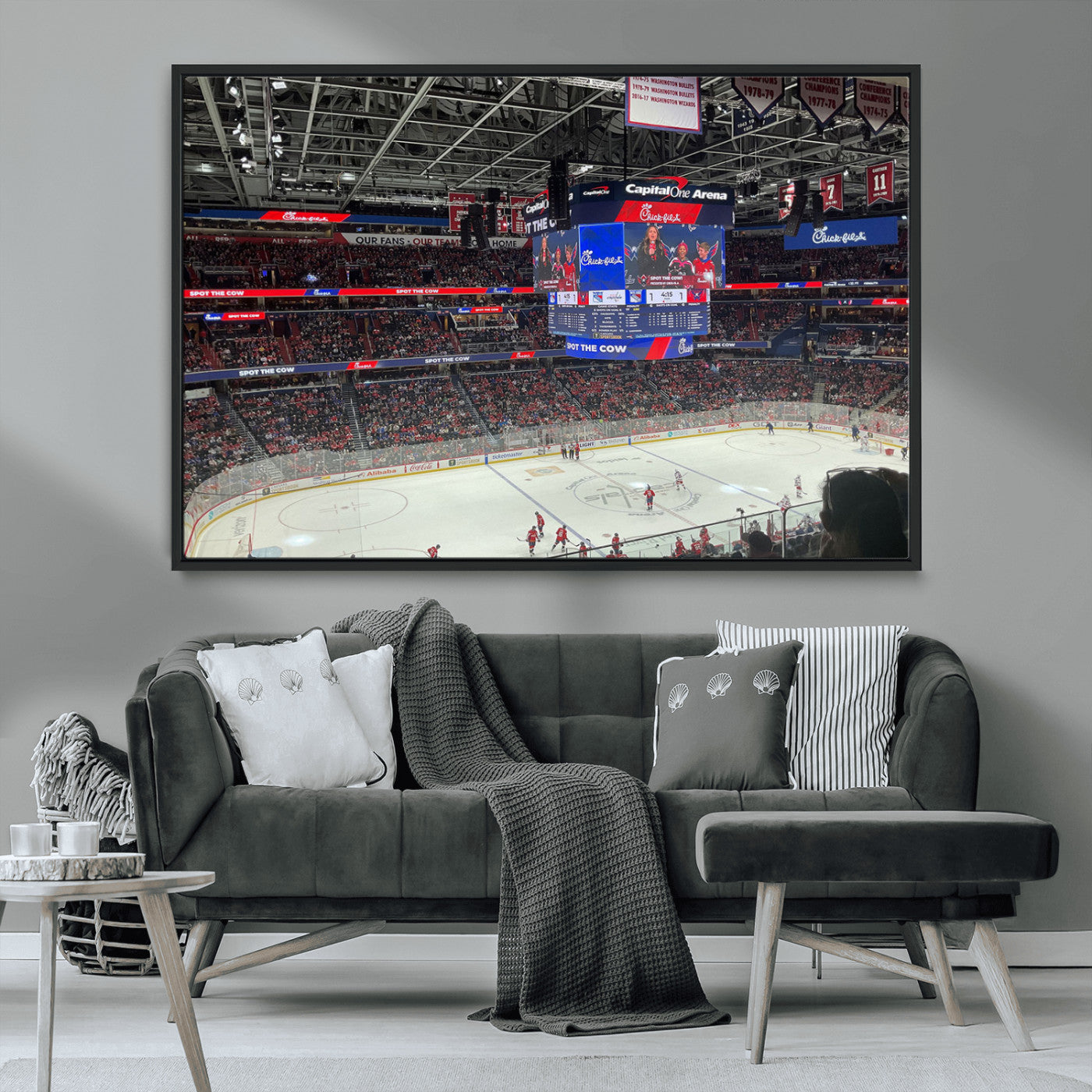 MGV-FC-36X24 - Washington Capitols New York Rangers Ice Hockey Game Stadium Wall Art Canvas Print