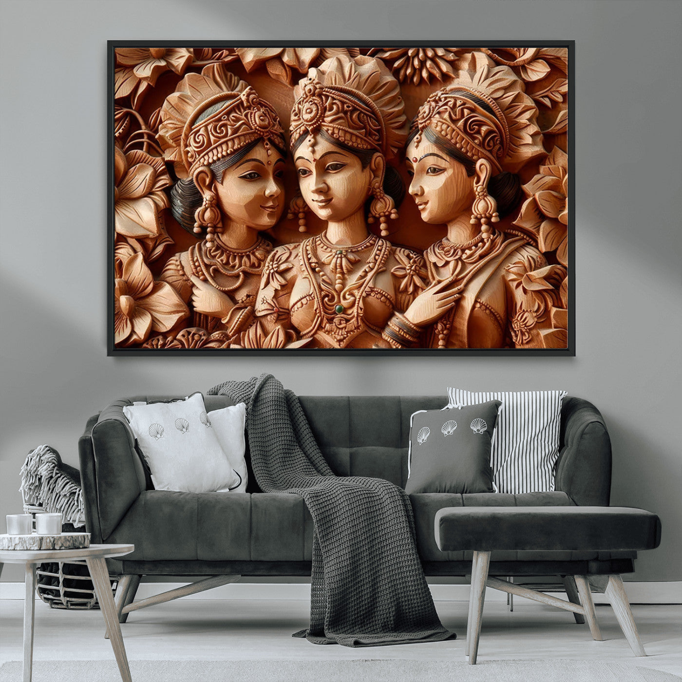 MGV-FC-36X24 - Indian Woman Statue Wall Art Canvas Print