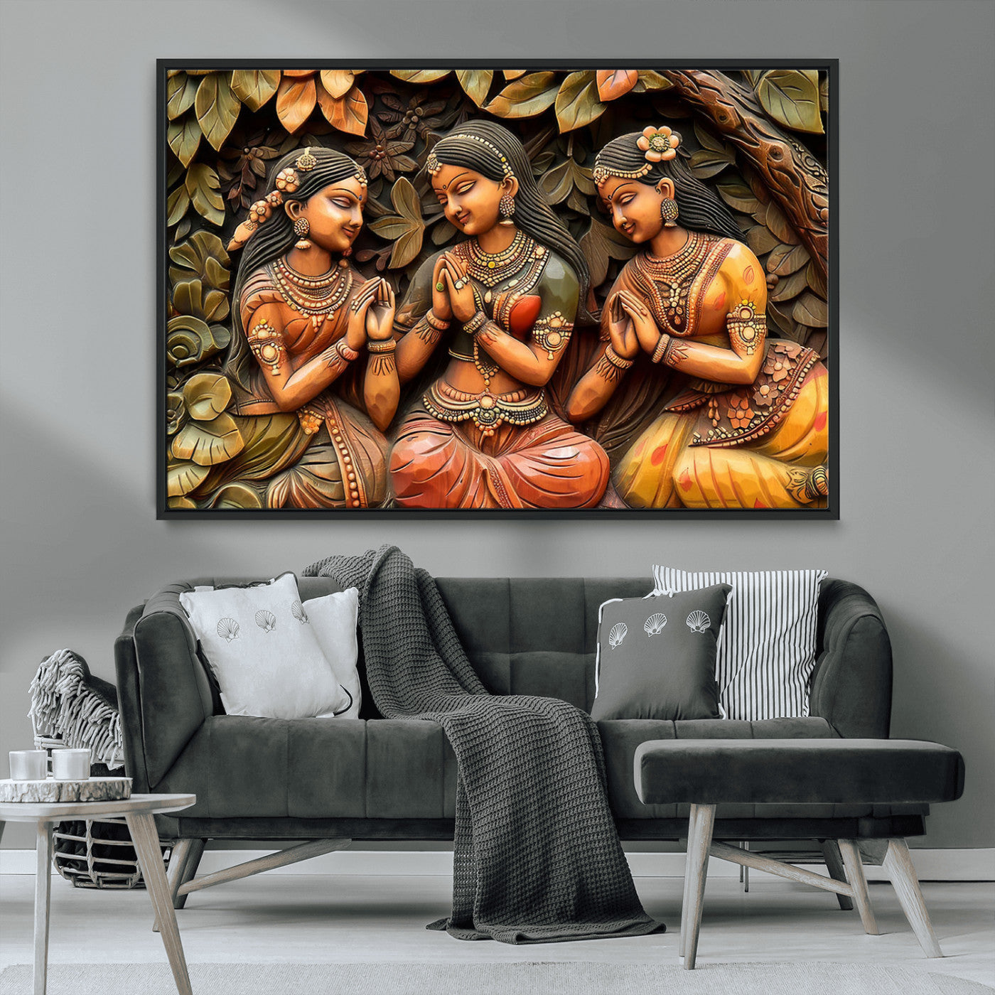MGV-FC-36X24 - Indian Woman Statue Wall Art Canvas Print