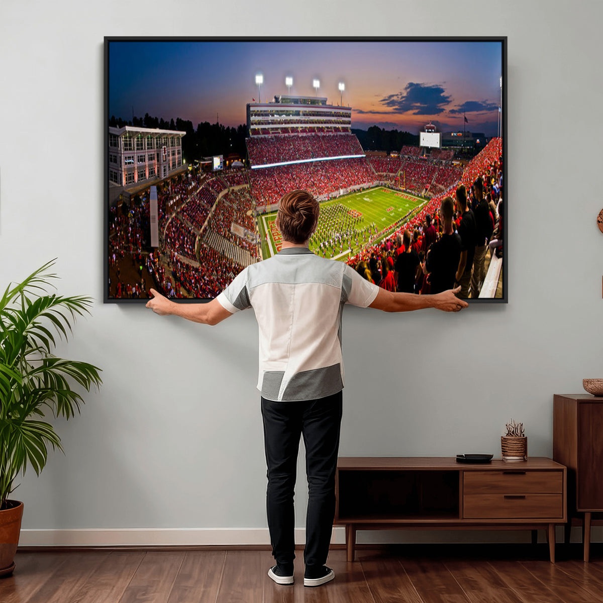 87655-MGV-CV-36X24 - NC State Wolfpack Football Team Print - Raleigh Carter-Finley Stadium Wall Art Canvas Print