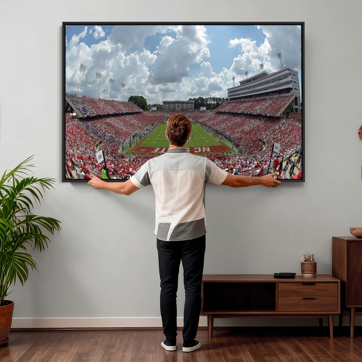 30640-MGV-CV-36X24 - NC State Wolfpack Football Team Print Canvas- Raleigh Carter-Finley Stadium Wall Art Canvas Print