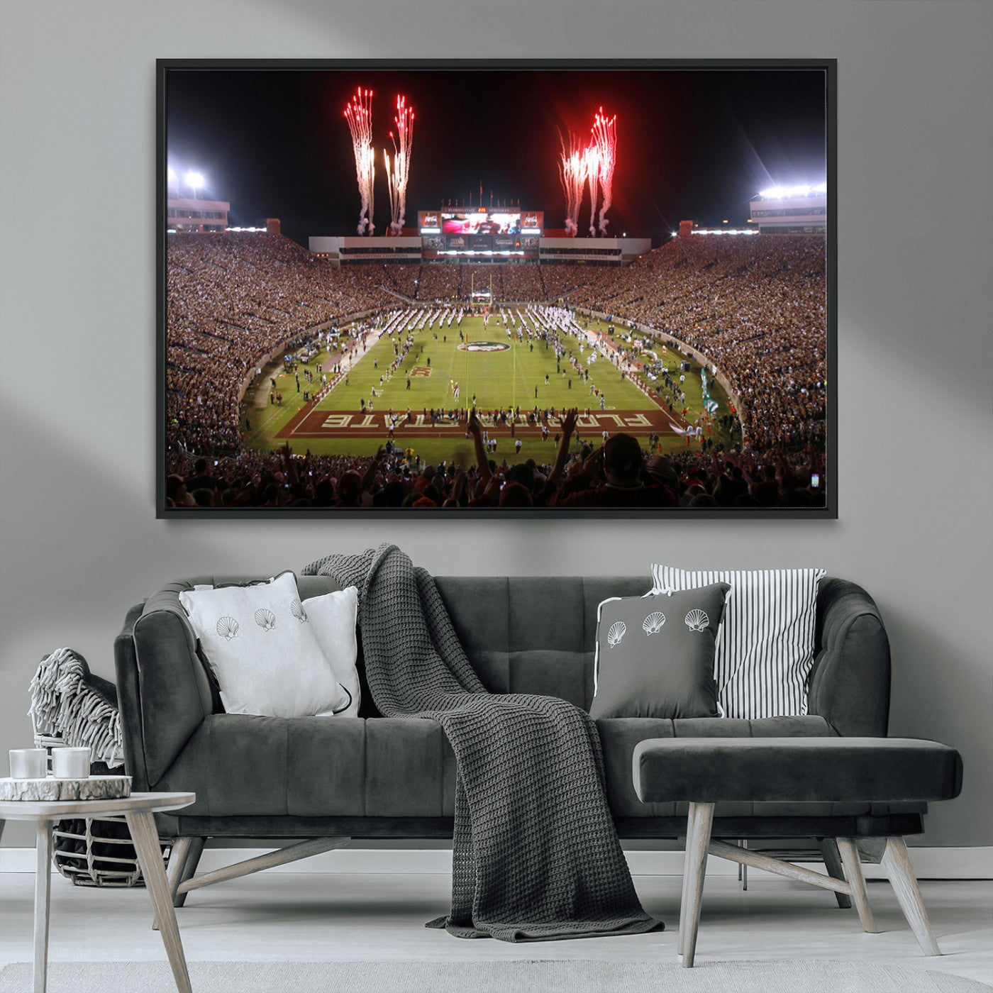 MGV-FC-36X24 - Framed Florida State Seminoles Football Team Print - Tallahassee Doak Campbell Stadium Wall Art