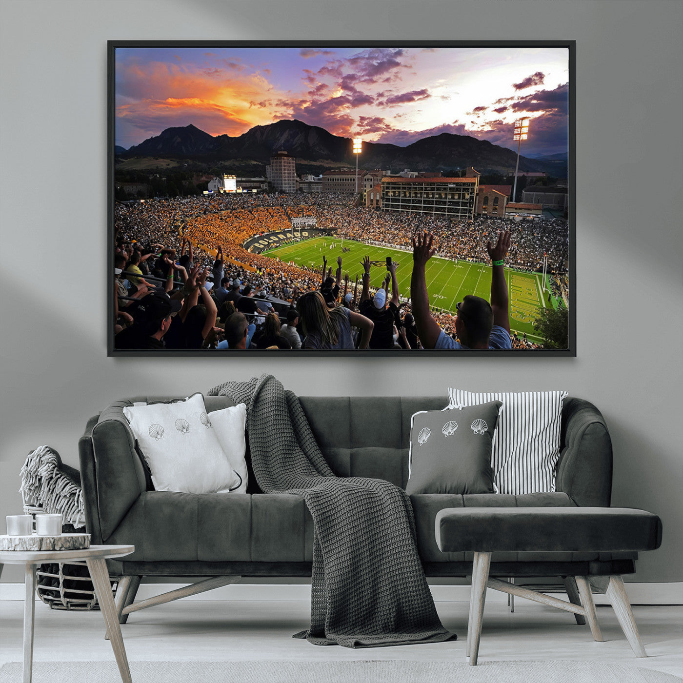 MGV-FC-36X24 - Framed Colorado Buffaloes Football Team Print - Boulder Folsom Field Stadium Wall Art Canvas Print
