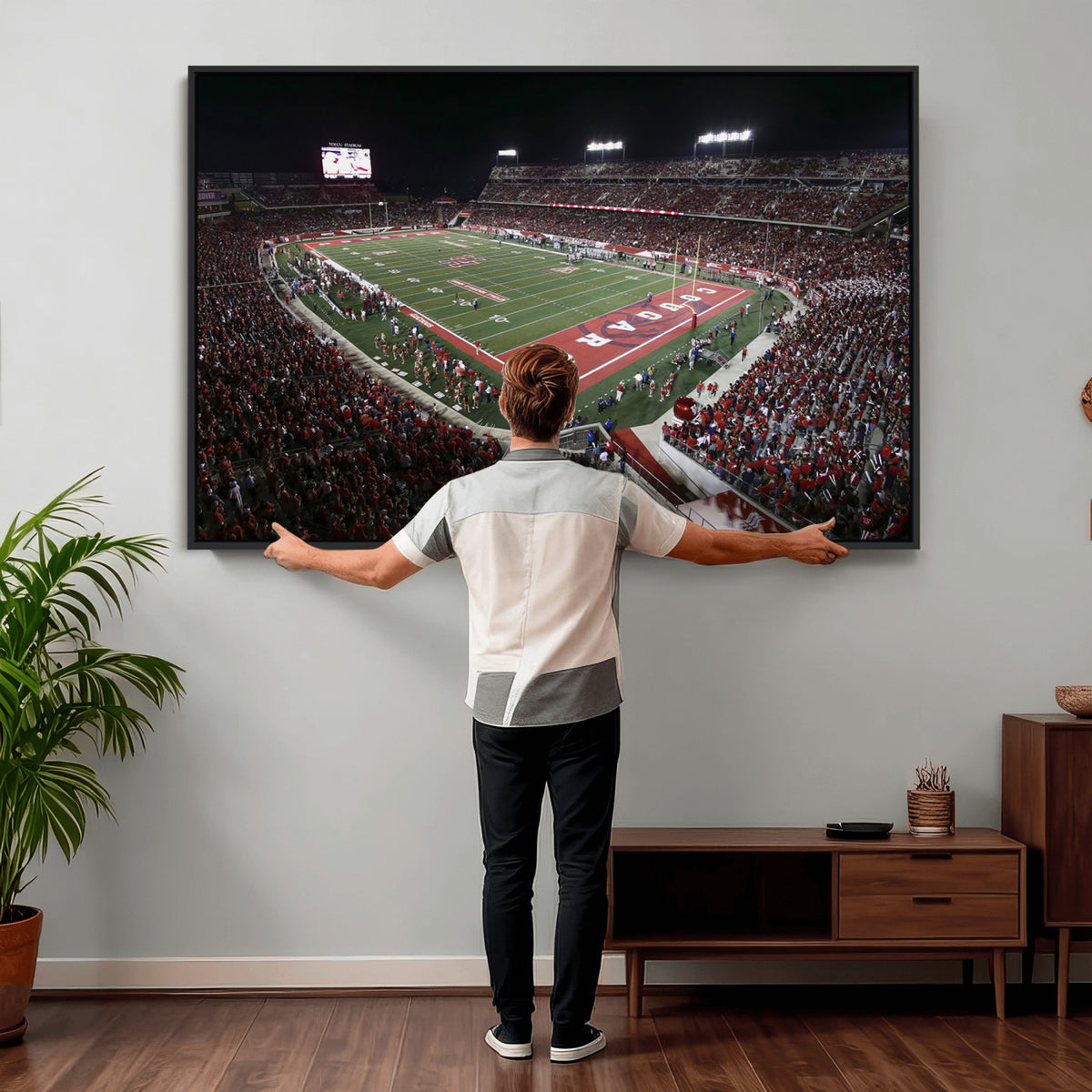 94207-MGV-CV-36X24 - Houston Cougars Football Team Print - Houston TDECU Stadium Wall Art Canvas Print