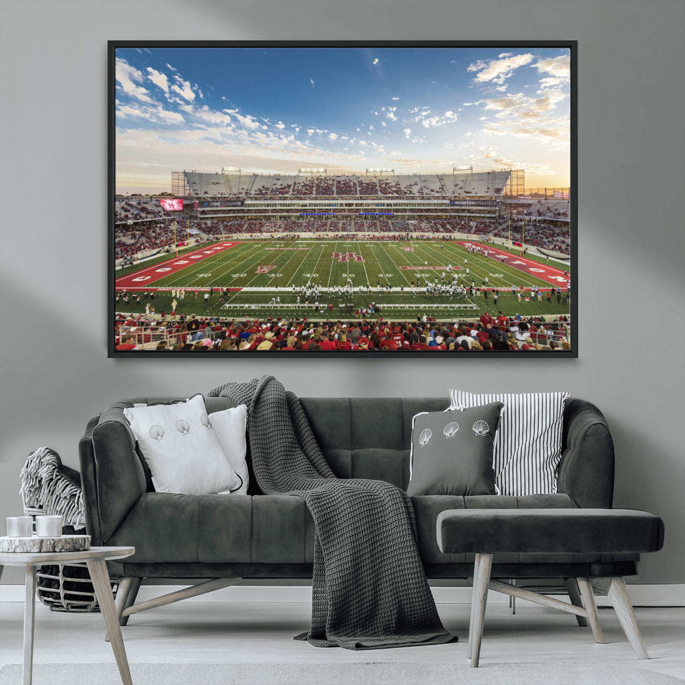 MGV-FC-36X24 - Framed Houston Cougars Football Team Print - Houston TDECU Stadium Wall Art Canvas Print