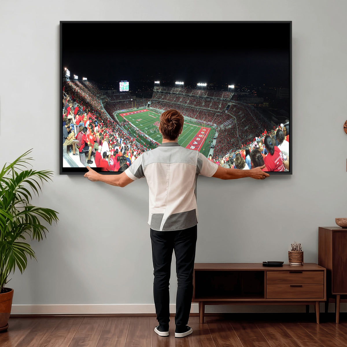 67036-MGV-CV-36X24 - Houston Cougars Football Team Print - Houston TDECU Stadium Wall Art Canvas Print