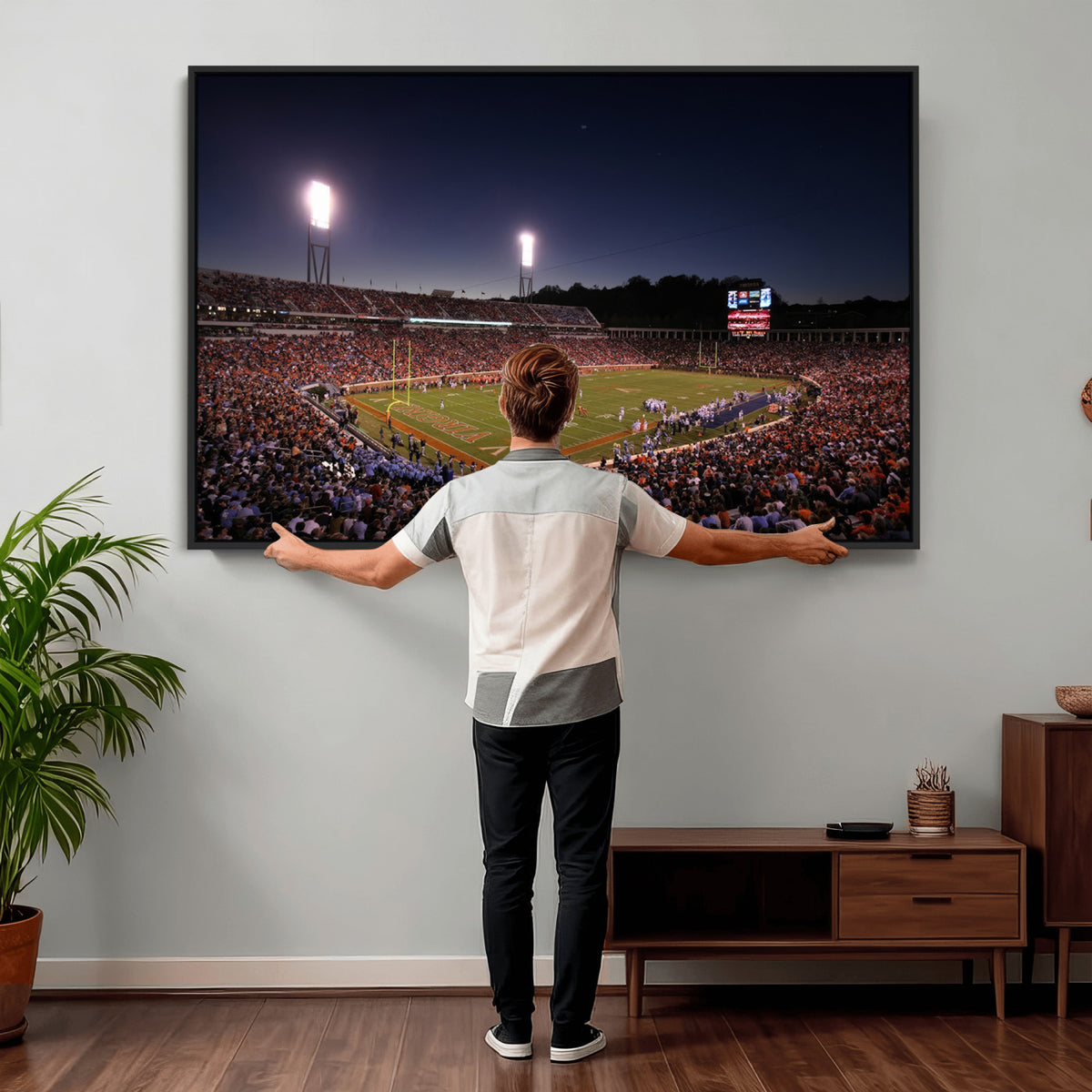 69378-MGV-CV-36X24 - Virginia Cavaliers Football Team Print - Charlottesville Scott Stadium Canvas Print Wall Art